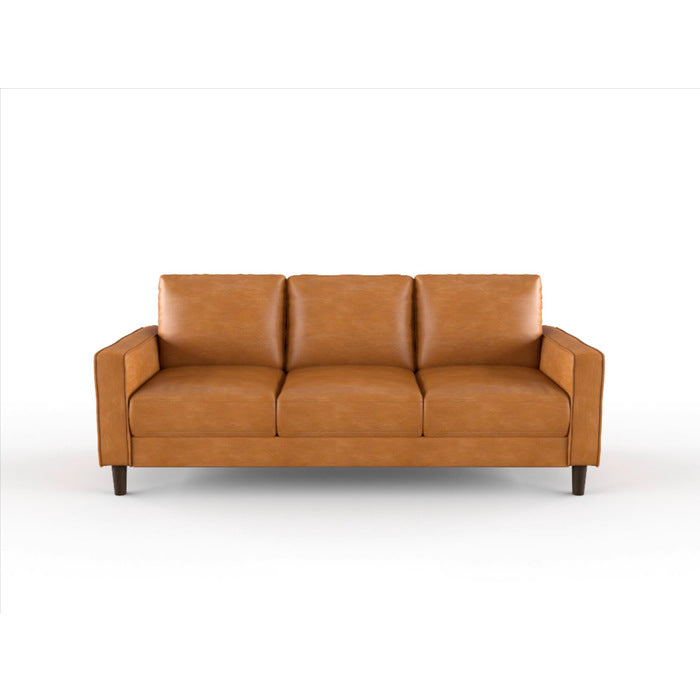 Malcolm Brown Faux Leather Sofa - 9203BRW-3 - Bien Home Furniture & Electronics