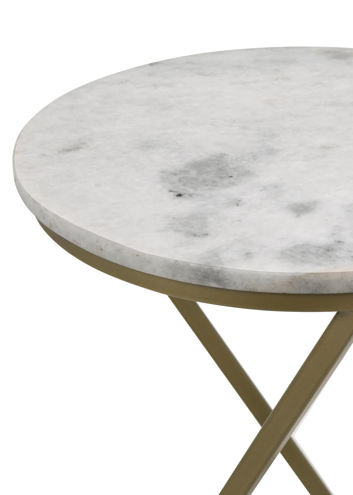 Malthe White/Antique Gold Round Accent Table with Marble Top - 959562 - Bien Home Furniture & Electronics