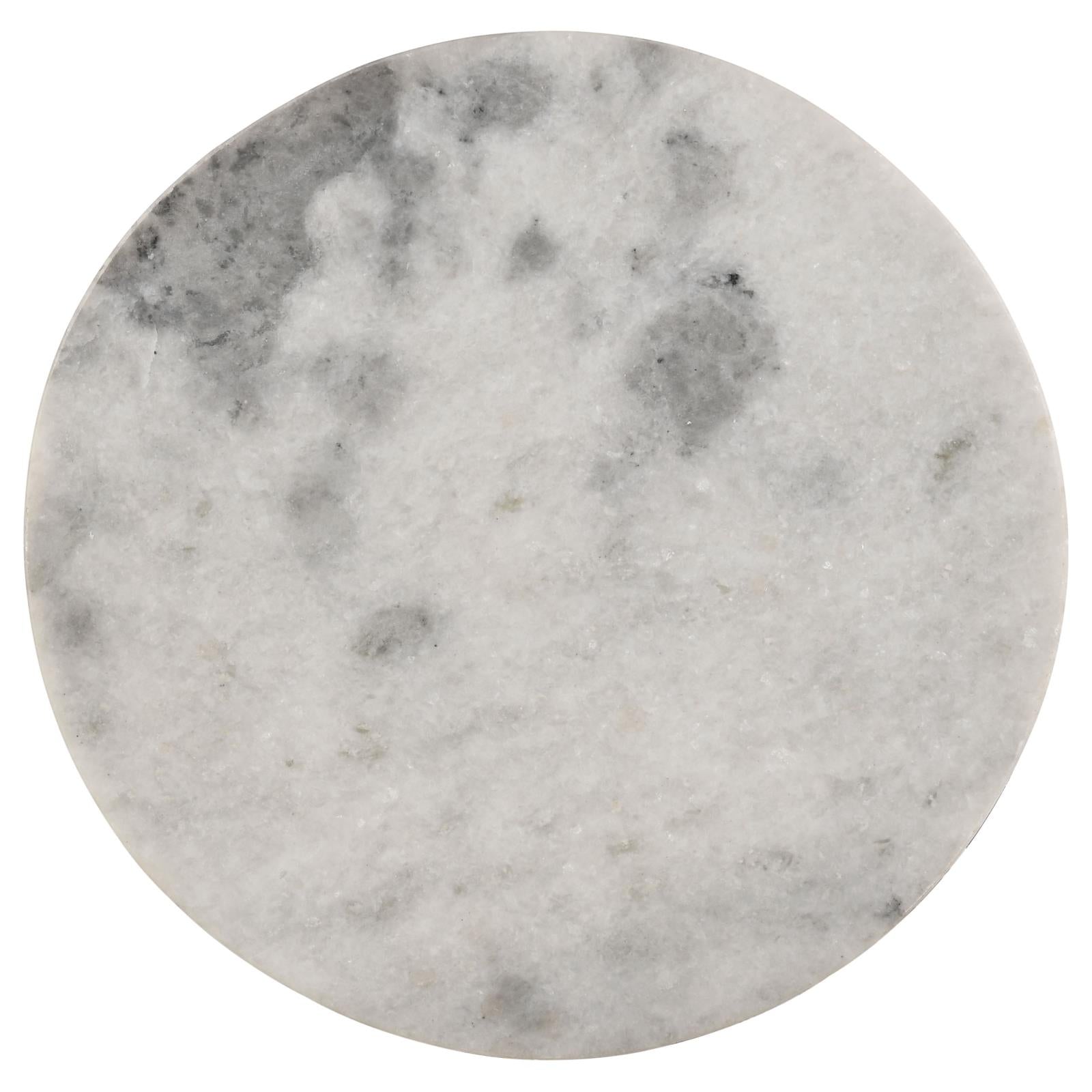 Malthe White/Antique Gold Round Accent Table with Marble Top - 959562 - Bien Home Furniture & Electronics