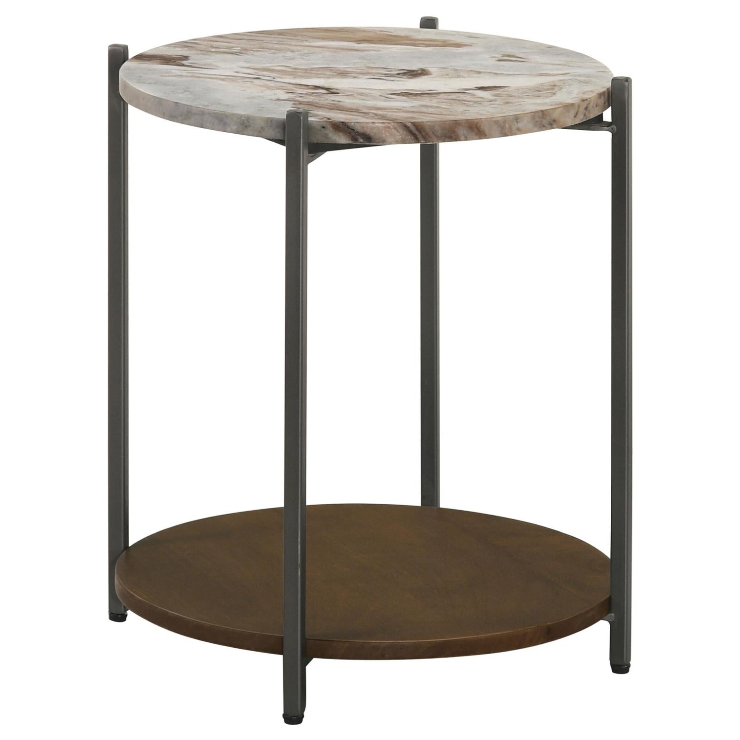Malthe White Marble/Antique Gold Round Accent Table - 931204 - Bien Home Furniture & Electronics