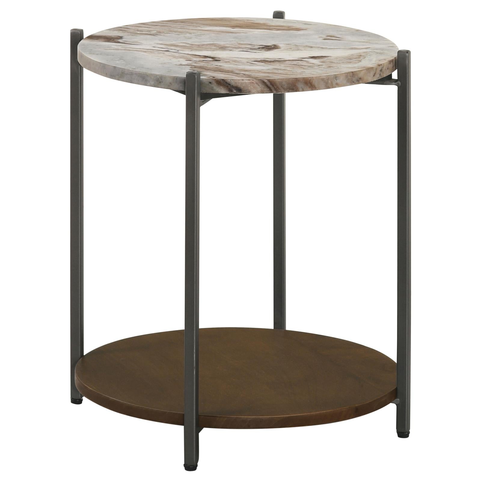 Malthe White Marble/Antique Gold Round Accent Table - 931204 - Bien Home Furniture & Electronics