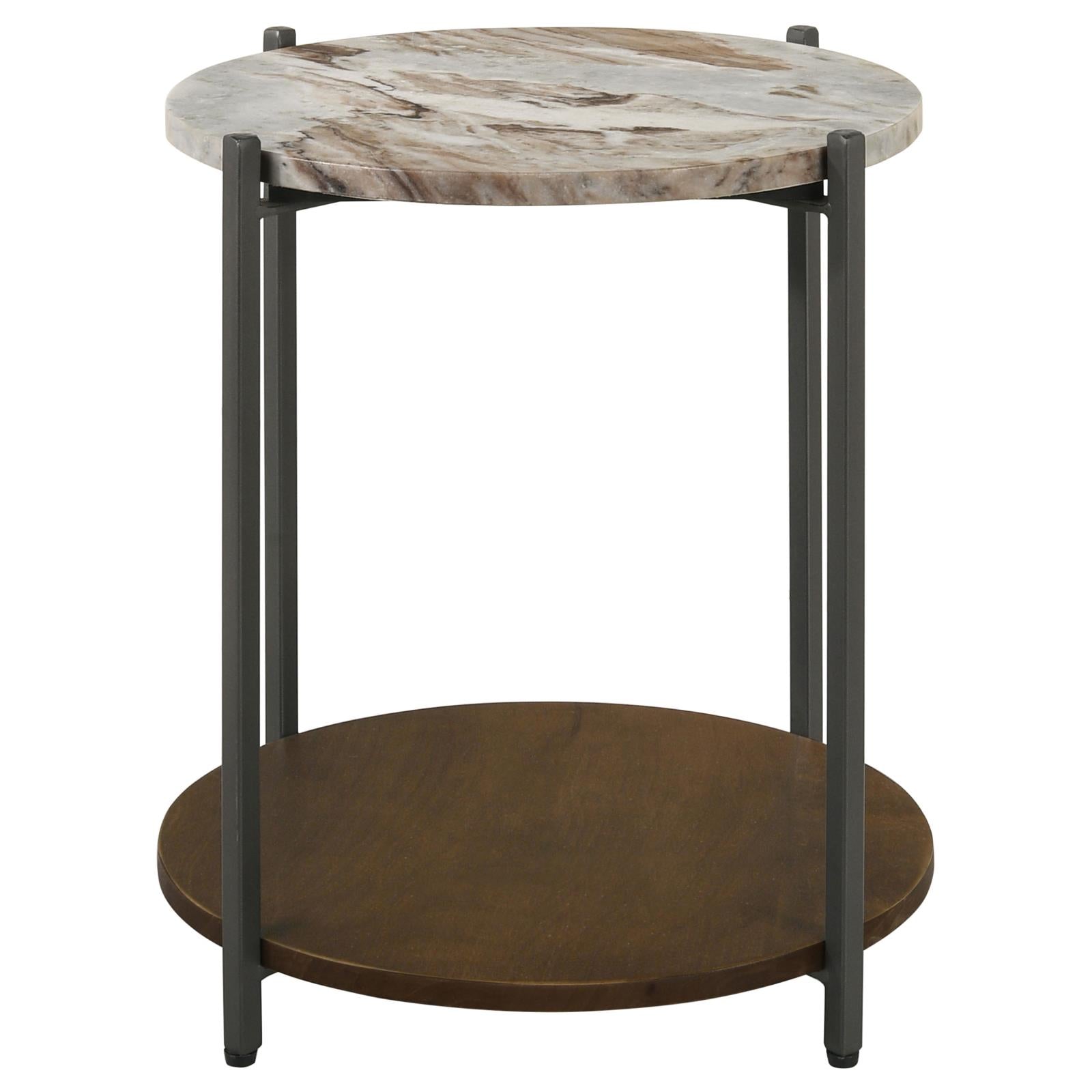 Malthe White Marble/Antique Gold Round Accent Table - 931204 - Bien Home Furniture & Electronics