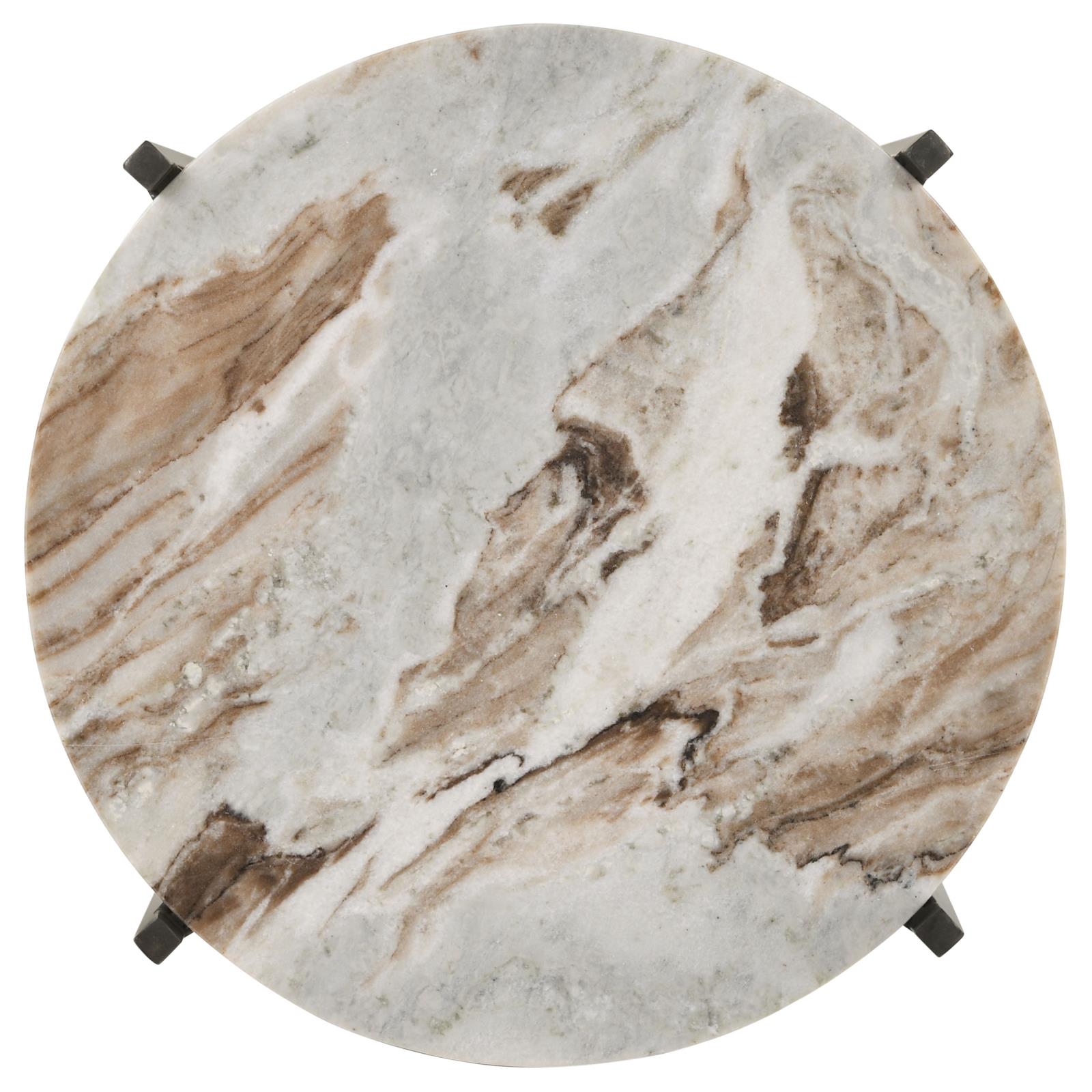 Malthe White Marble/Antique Gold Round Accent Table - 931204 - Bien Home Furniture & Electronics