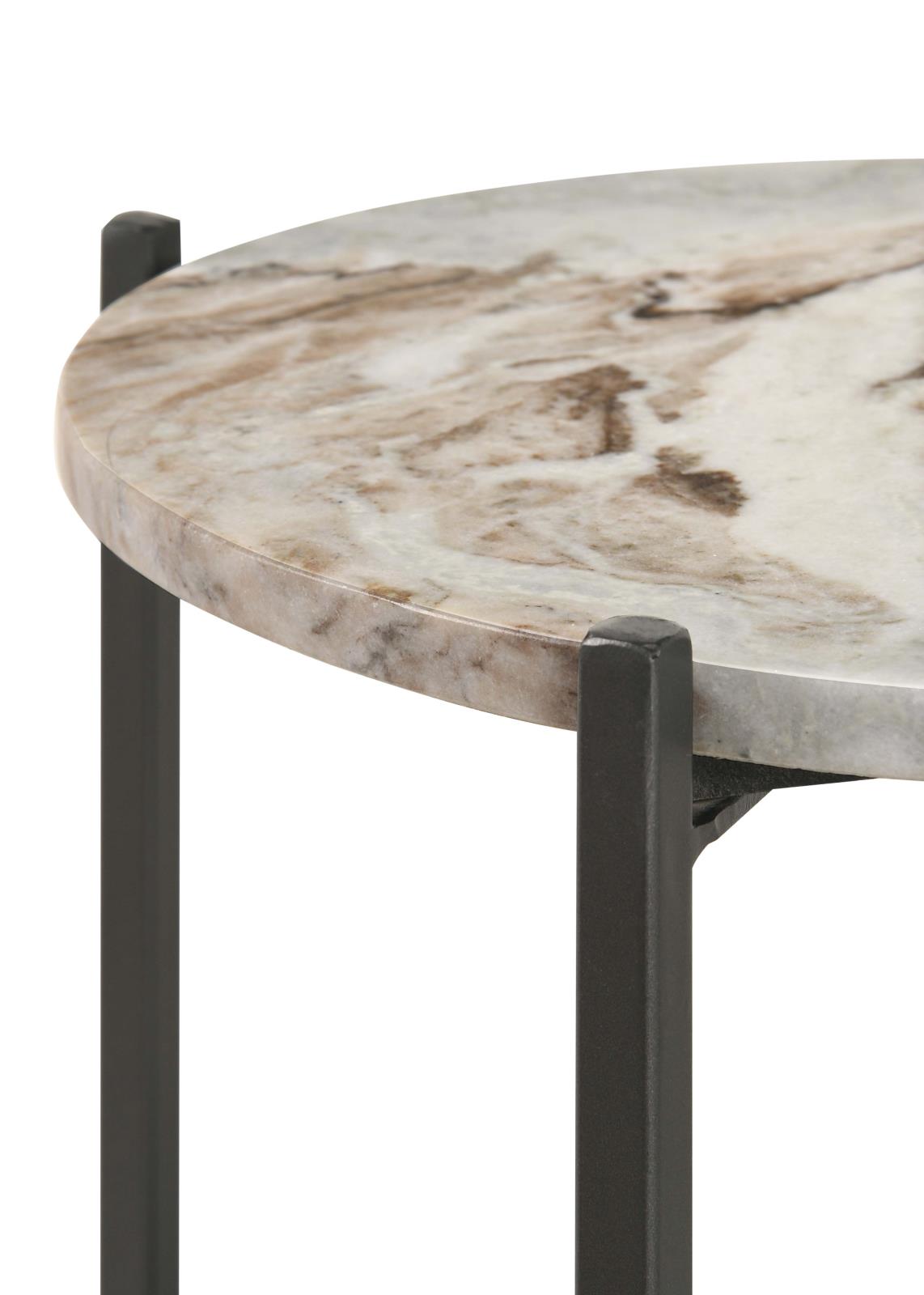 Malthe White Marble/Antique Gold Round Accent Table - 931204 - Bien Home Furniture & Electronics