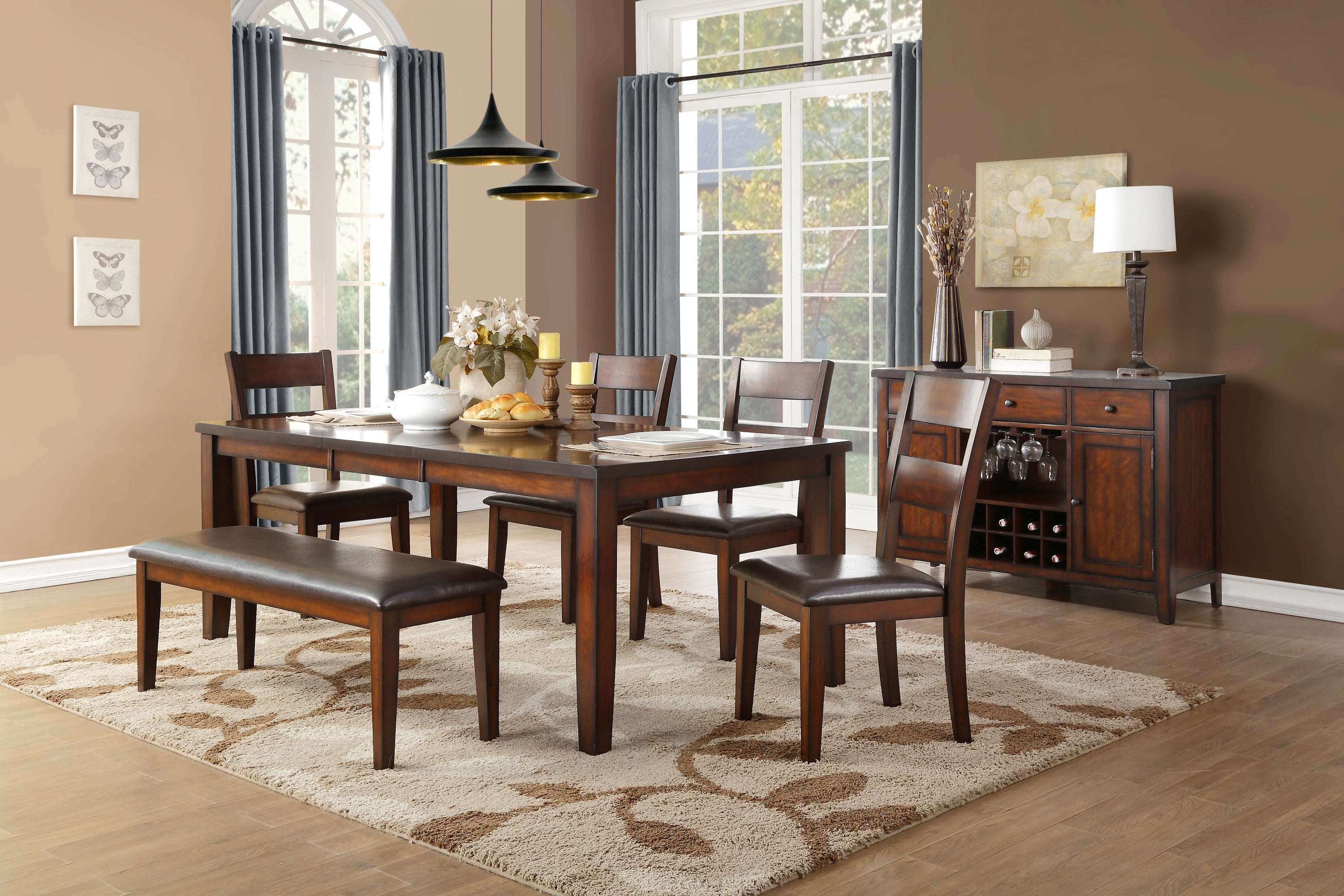 Mantello Cherry Extendable Dining Table - 5547-78 - Bien Home Furniture & Electronics