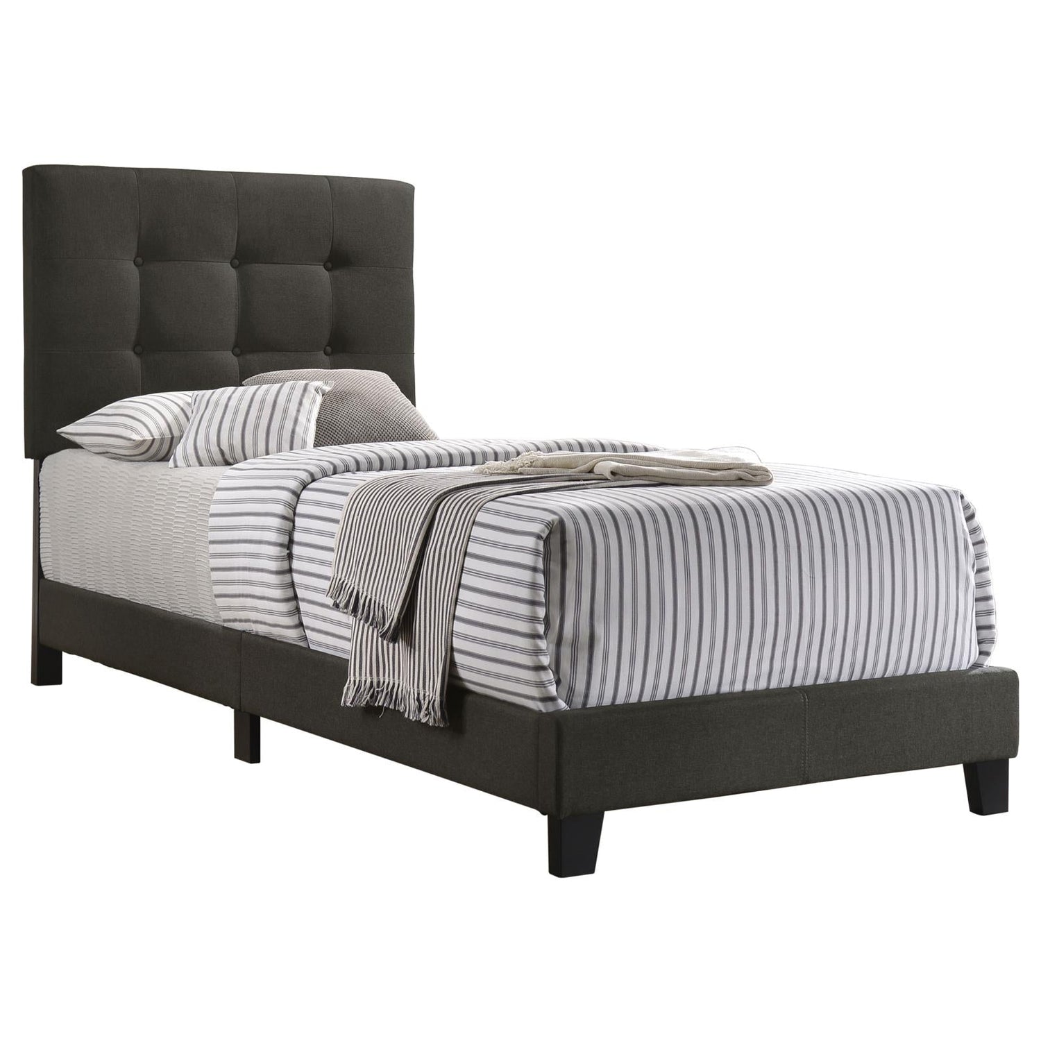 Mapes Tufted Upholstered Twin Bed Charcoal - 305746T - Bien Home Furniture & Electronics