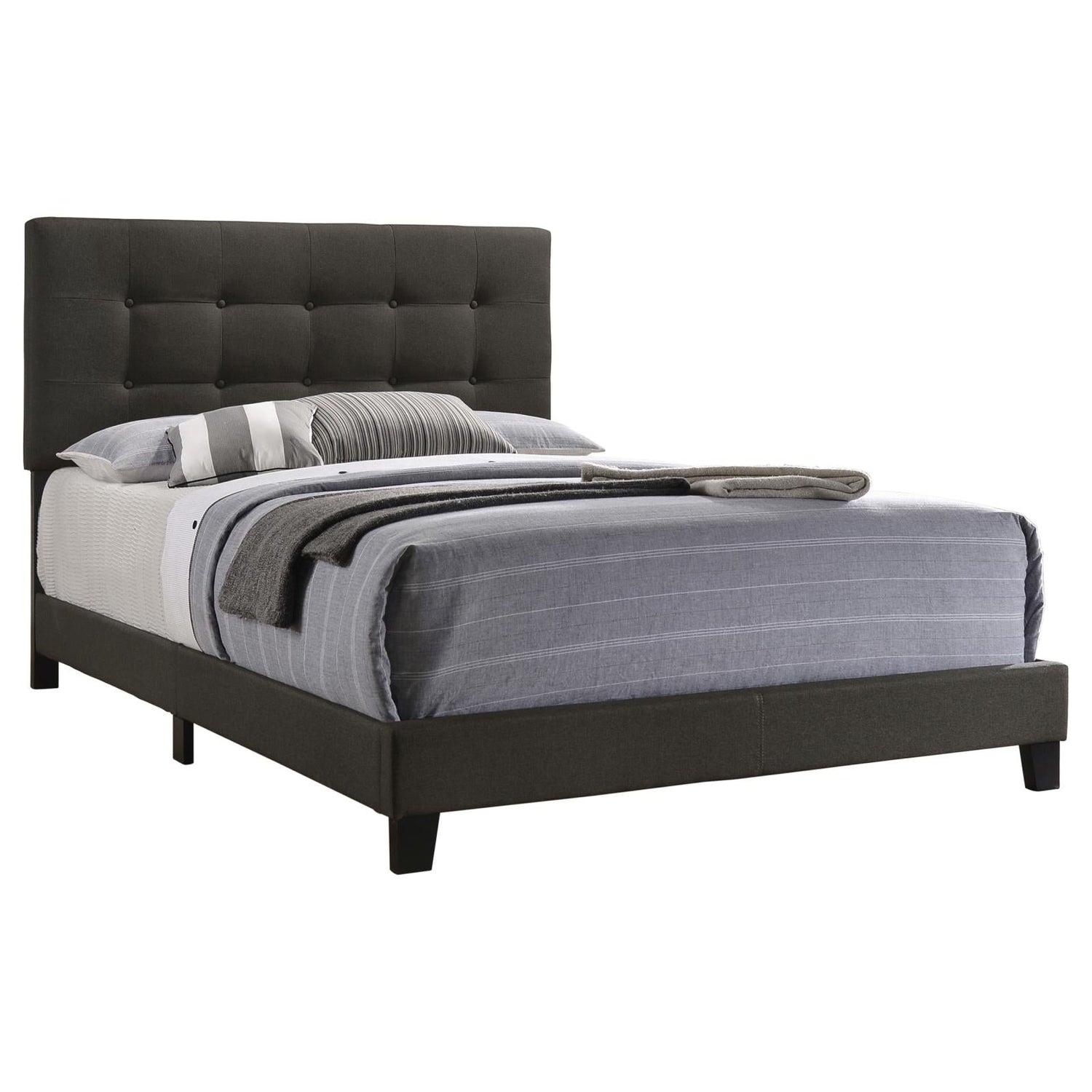 Mapes Upholstered Tufted Full Bed Charcoal - 305746F - Bien Home Furniture & Electronics