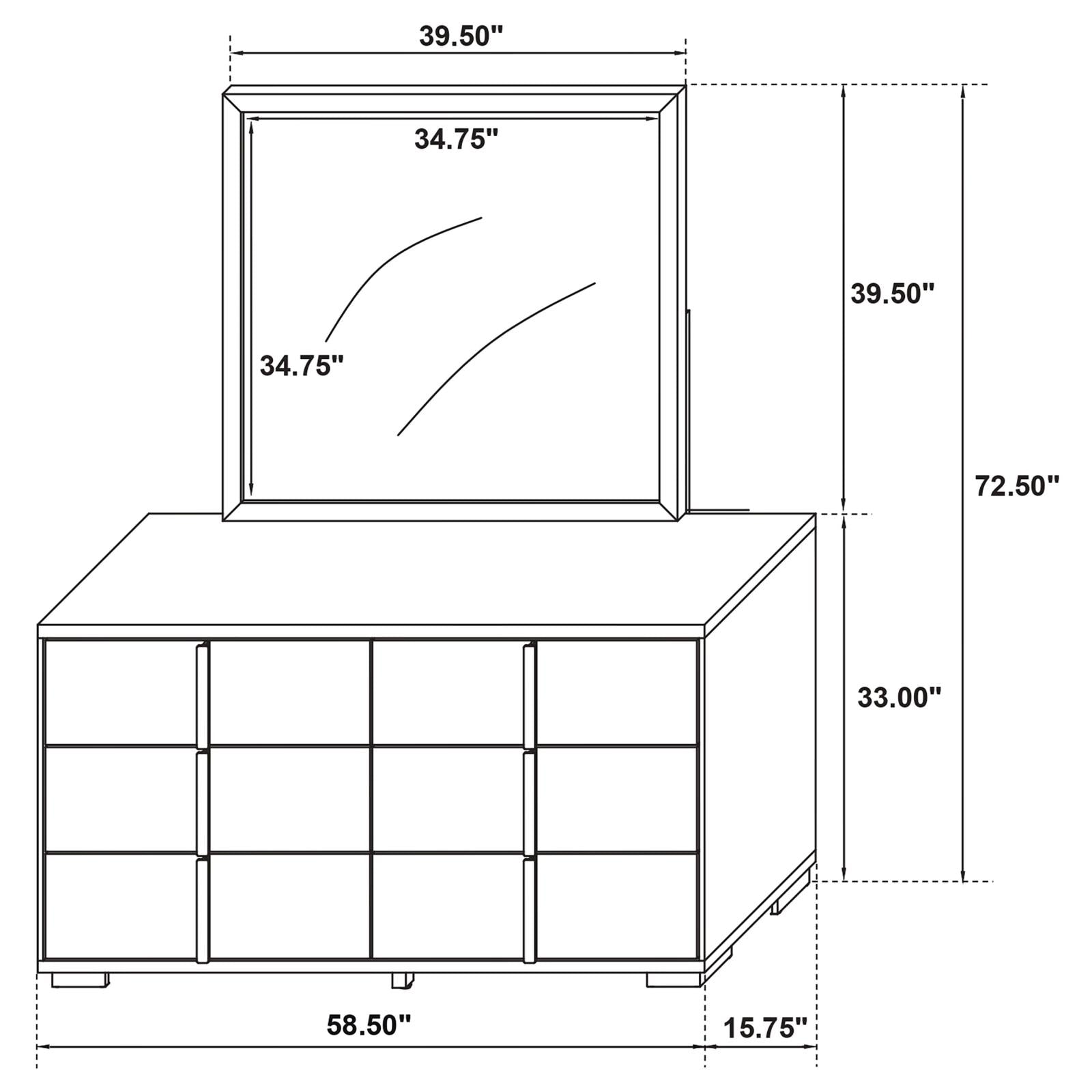 Marceline 6-drawer Dresser with Mirror Black - 222833M - Bien Home Furniture & Electronics