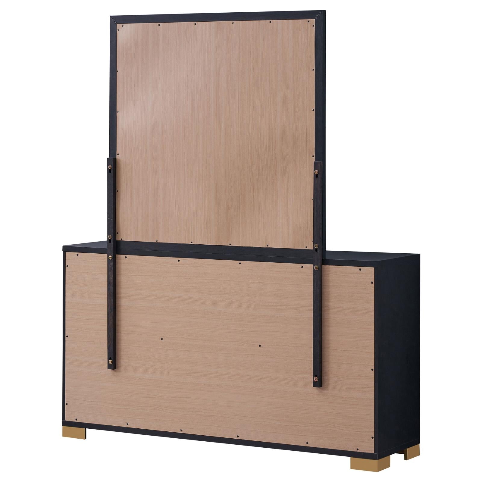 Marceline 6-drawer Dresser with Mirror Black - 222833M - Bien Home Furniture & Electronics