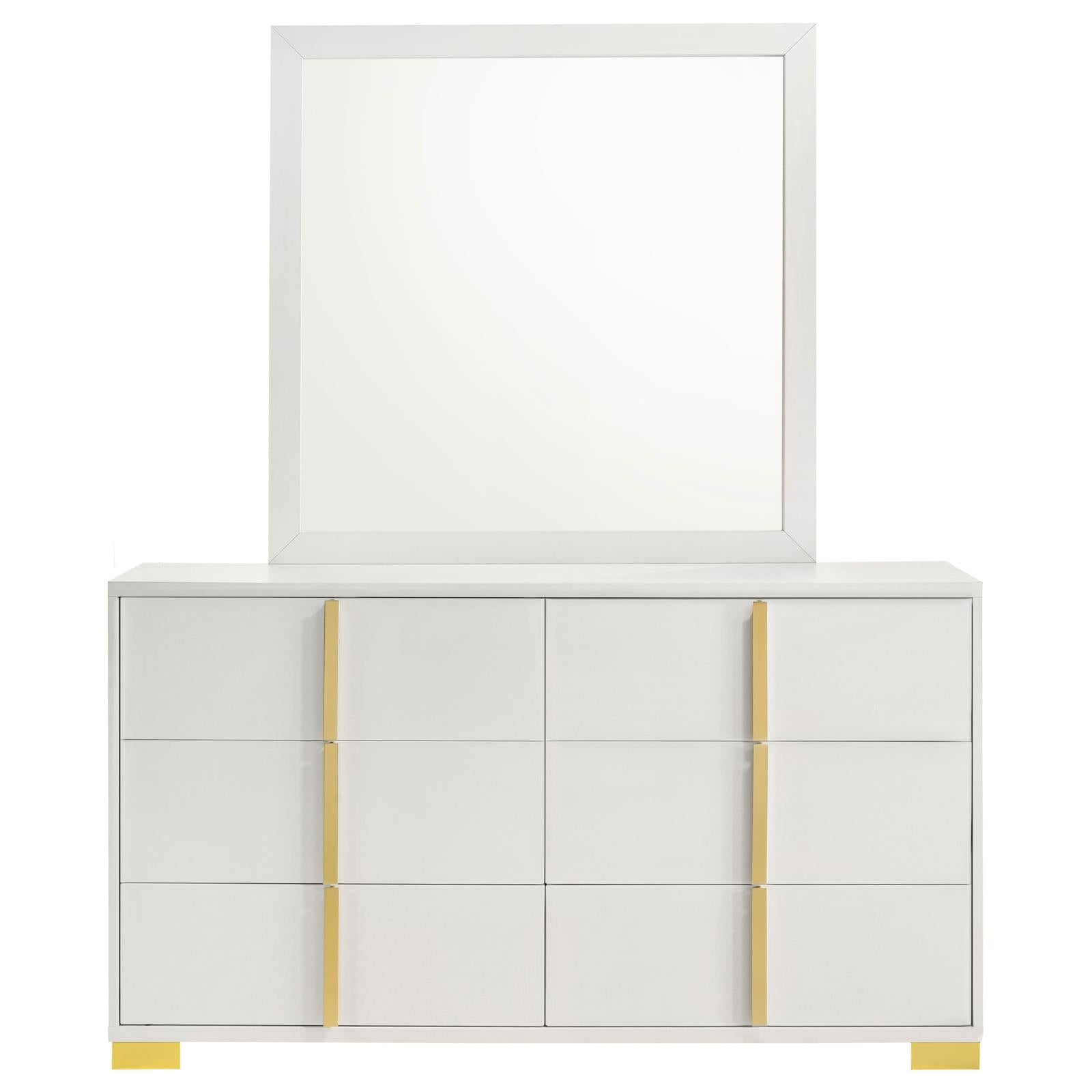 Marceline 6-drawer Dresser with Mirror White - 222933M - Bien Home Furniture & Electronics