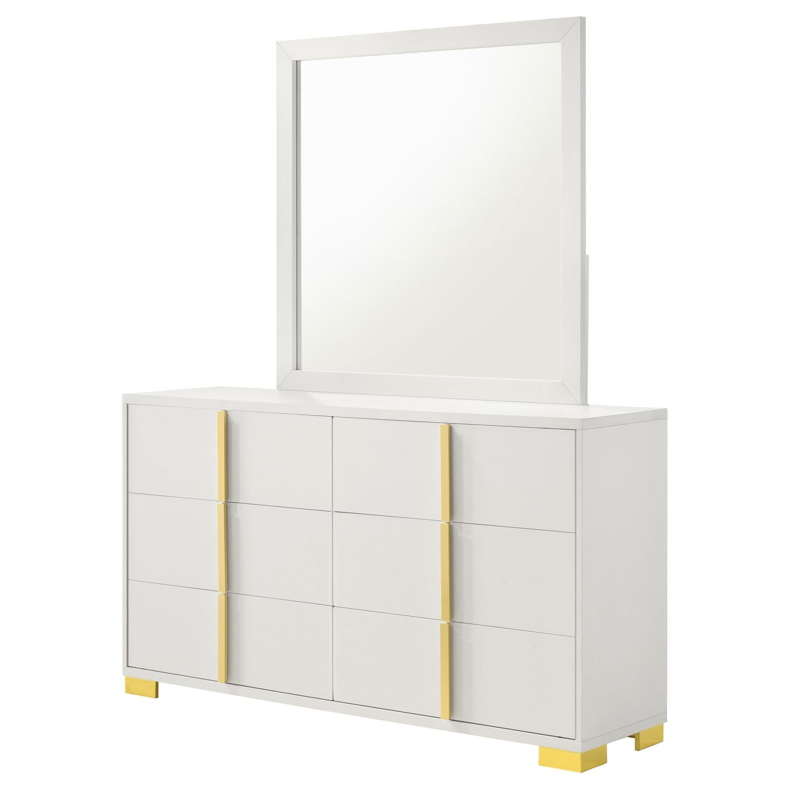 Marceline 6-drawer Dresser with Mirror White - 222933M - Bien Home Furniture & Electronics