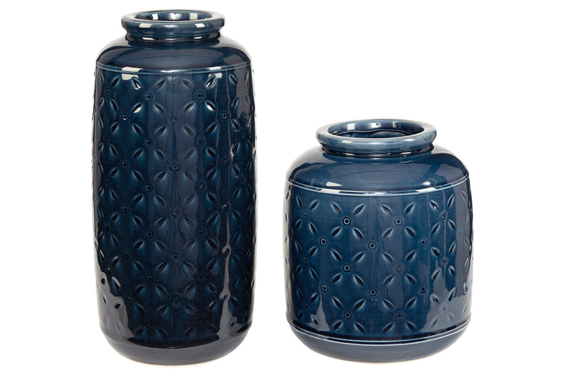 Marenda Navy Blue Vase, Set of 2 - A2000130 - Bien Home Furniture &amp; Electronics
