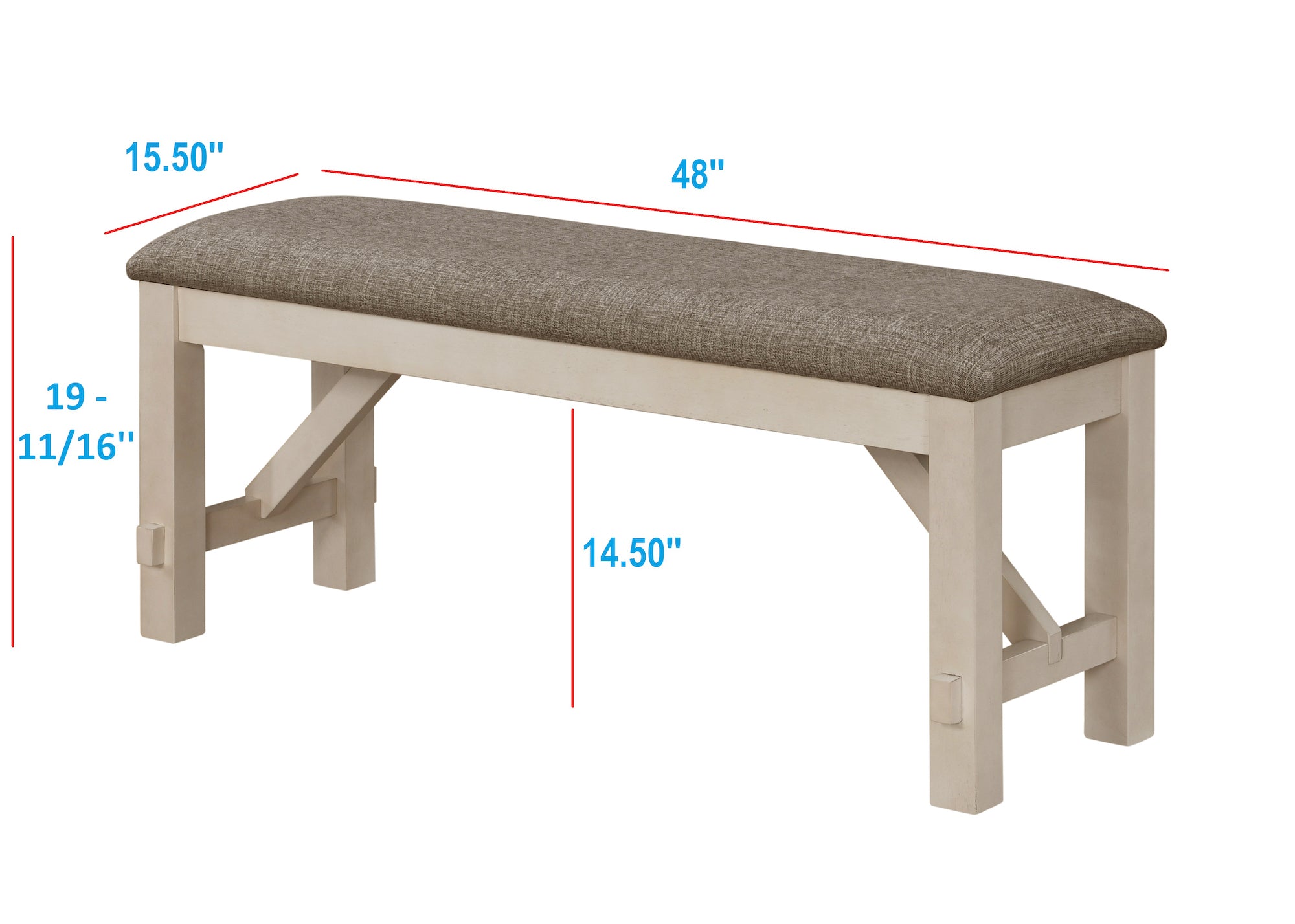 Maribelle Chalk/Gray Bench - 2158CG-BENCH - Bien Home Furniture & Electronics