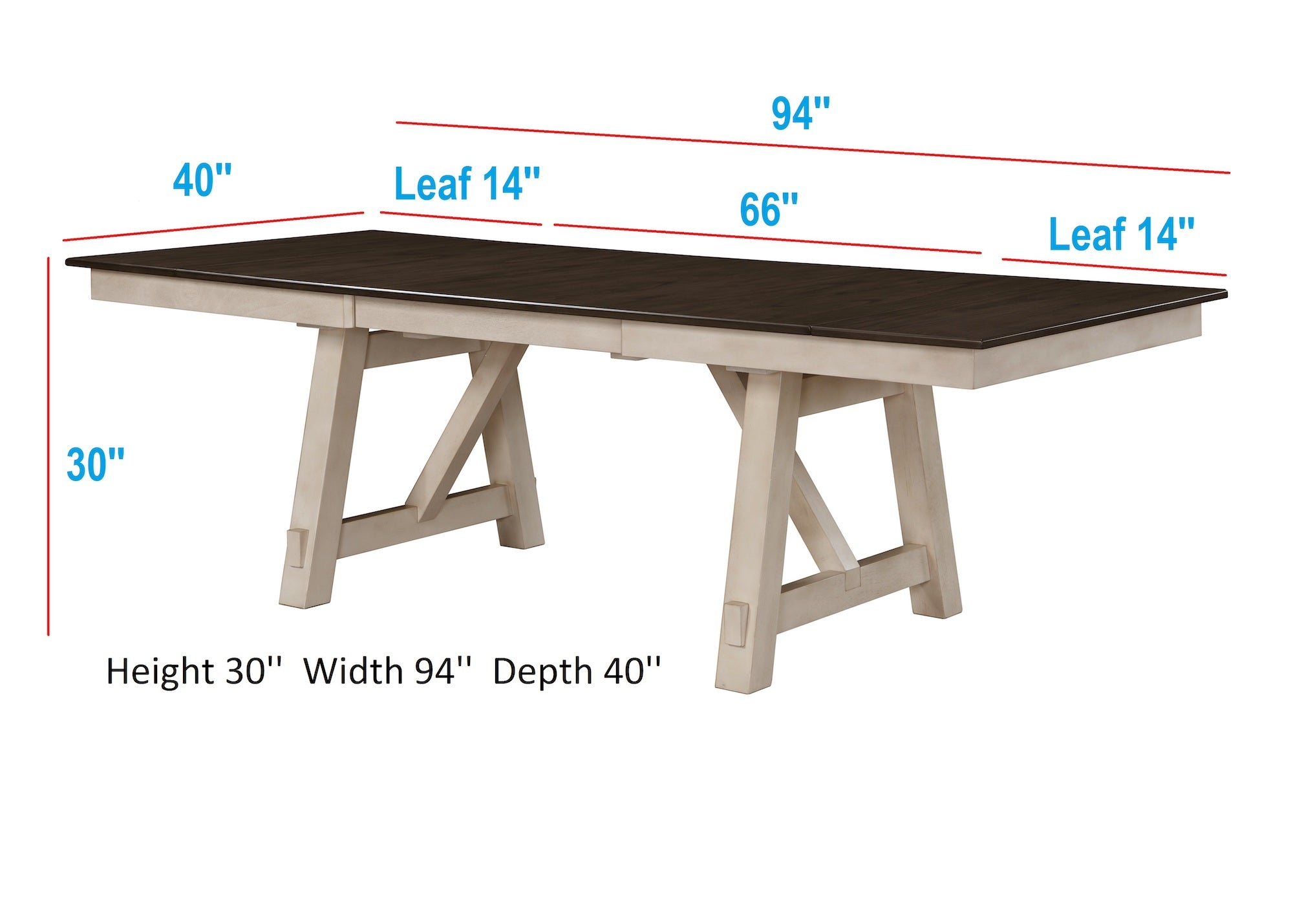 Maribelle Chalk/Gray Dining Table - SET | 2158CG-T-LEG | 2158CG-T-TOP - Bien Home Furniture & Electronics