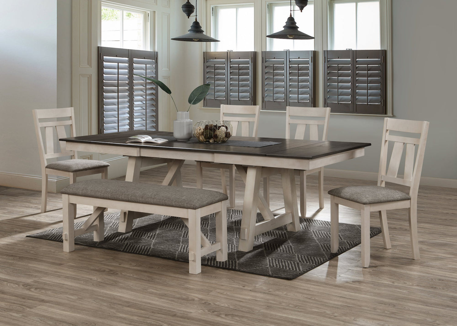 Maribelle Chalk/Gray Extendable Dining Set - SET | 2158CG-T-LEG | 2158CG-T-TOP | 2158CG-S(3) - Bien Home Furniture &amp; Electronics