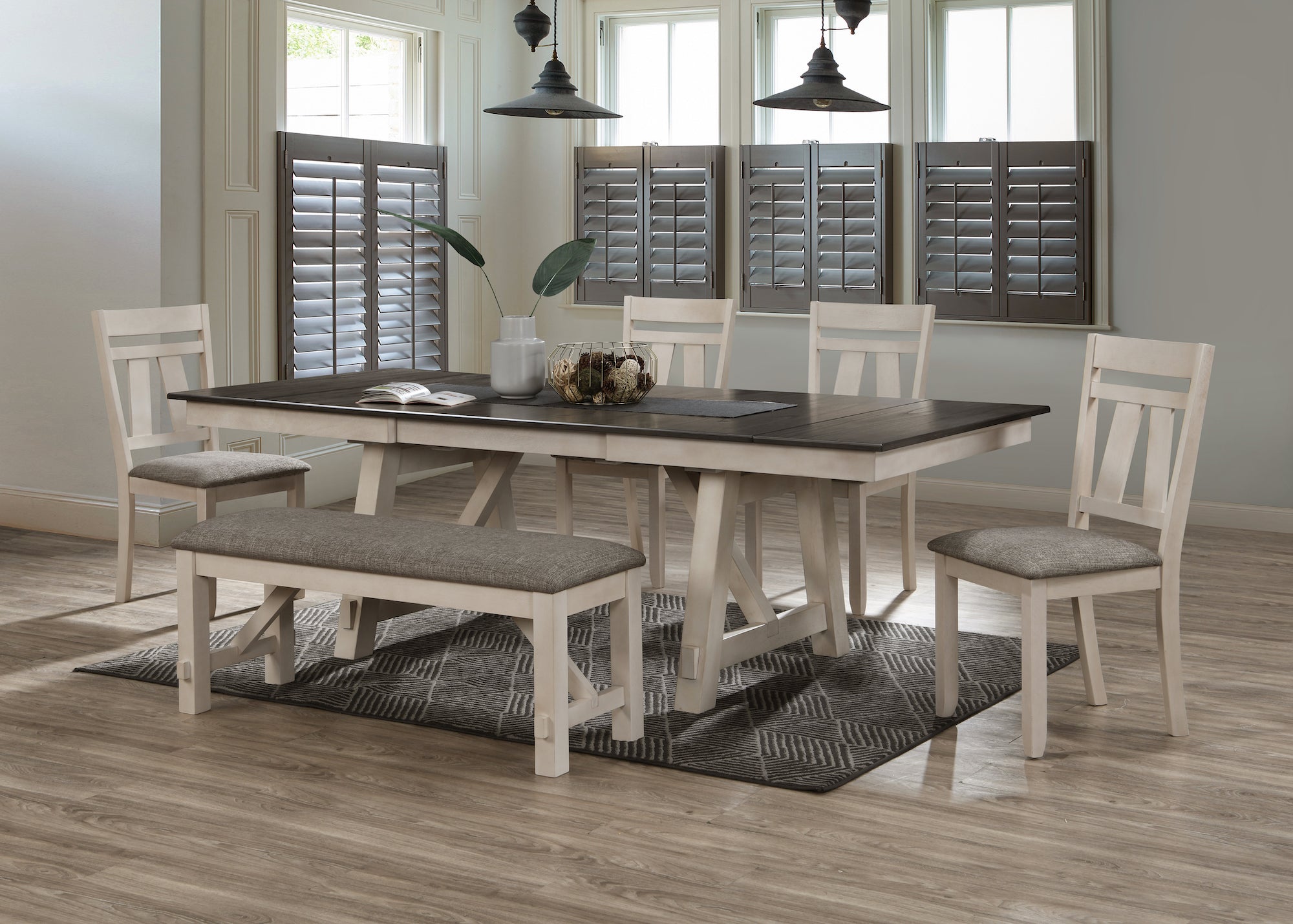 Maribelle Chalk/Gray Extendable Dining Set - SET | 2158CG-T-LEG | 2158CG-T-TOP | 2158CG-S(3) - Bien Home Furniture & Electronics