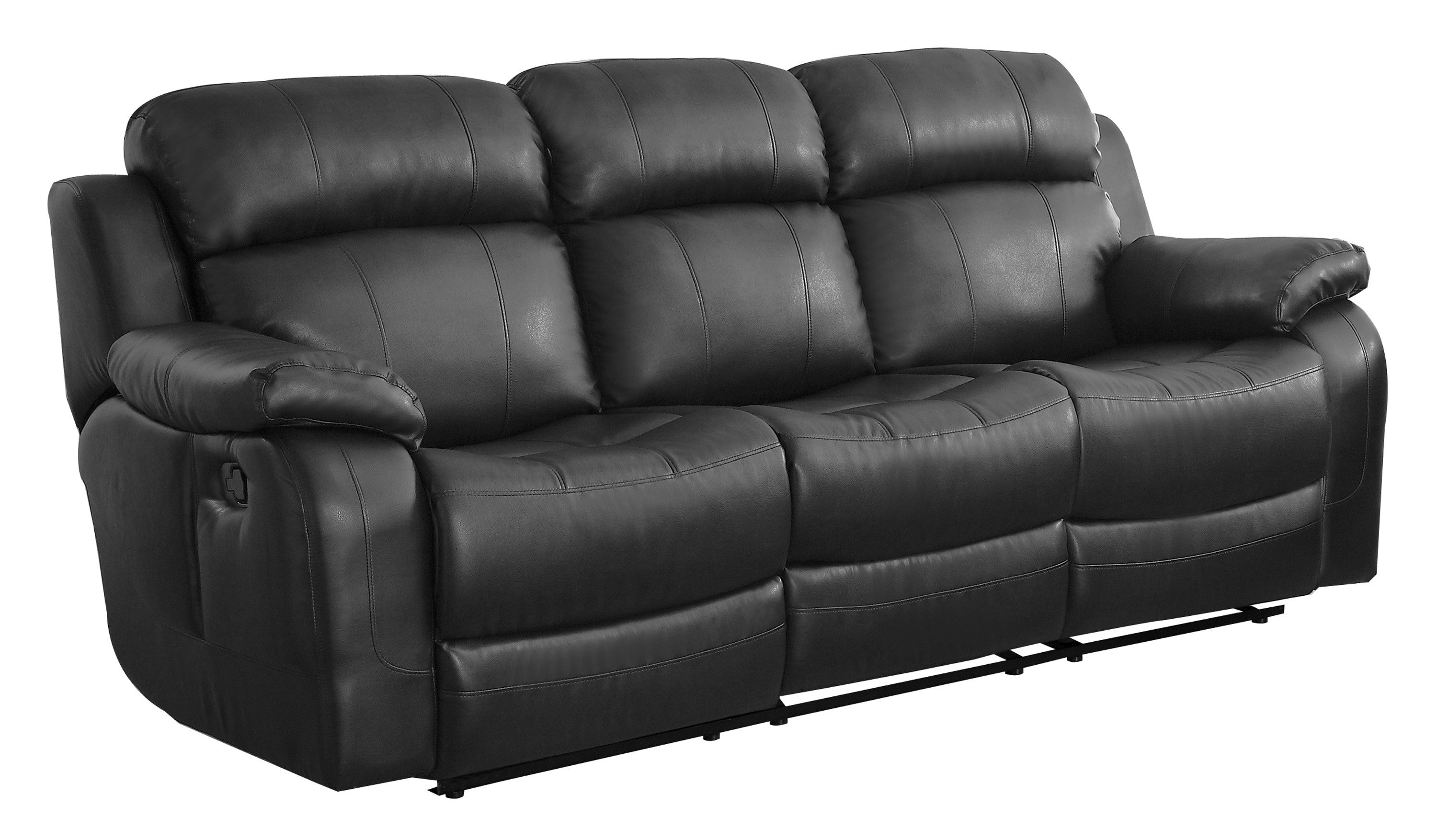 Marille Black Bonded Leather Reclining Living Room Set - SET | 9724BLK-3 | 9724BLK-2 | 9724BLK-1 - Bien Home Furniture & Electronics
