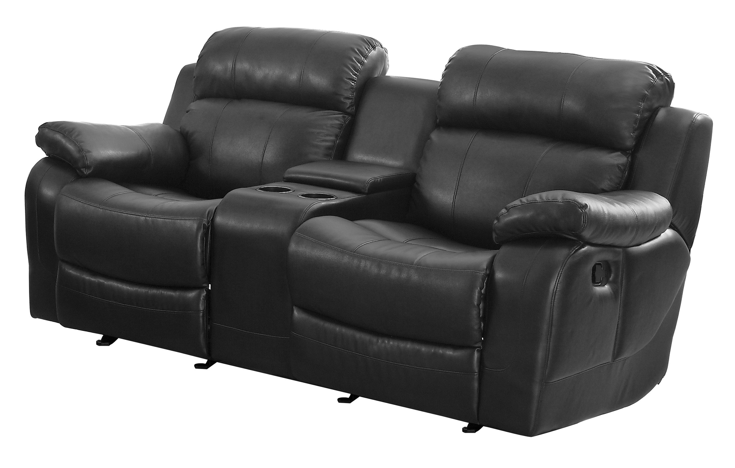 Marille Black Bonded Leather Reclining Living Room Set - SET | 9724BLK-3 | 9724BLK-2 | 9724BLK-1 - Bien Home Furniture & Electronics