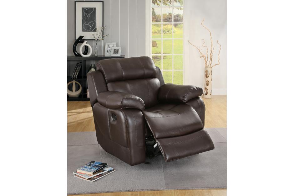 Marille Brown Bonded Leather Reclining Chair - 9724BRW-1 - Bien Home Furniture &amp; Electronics