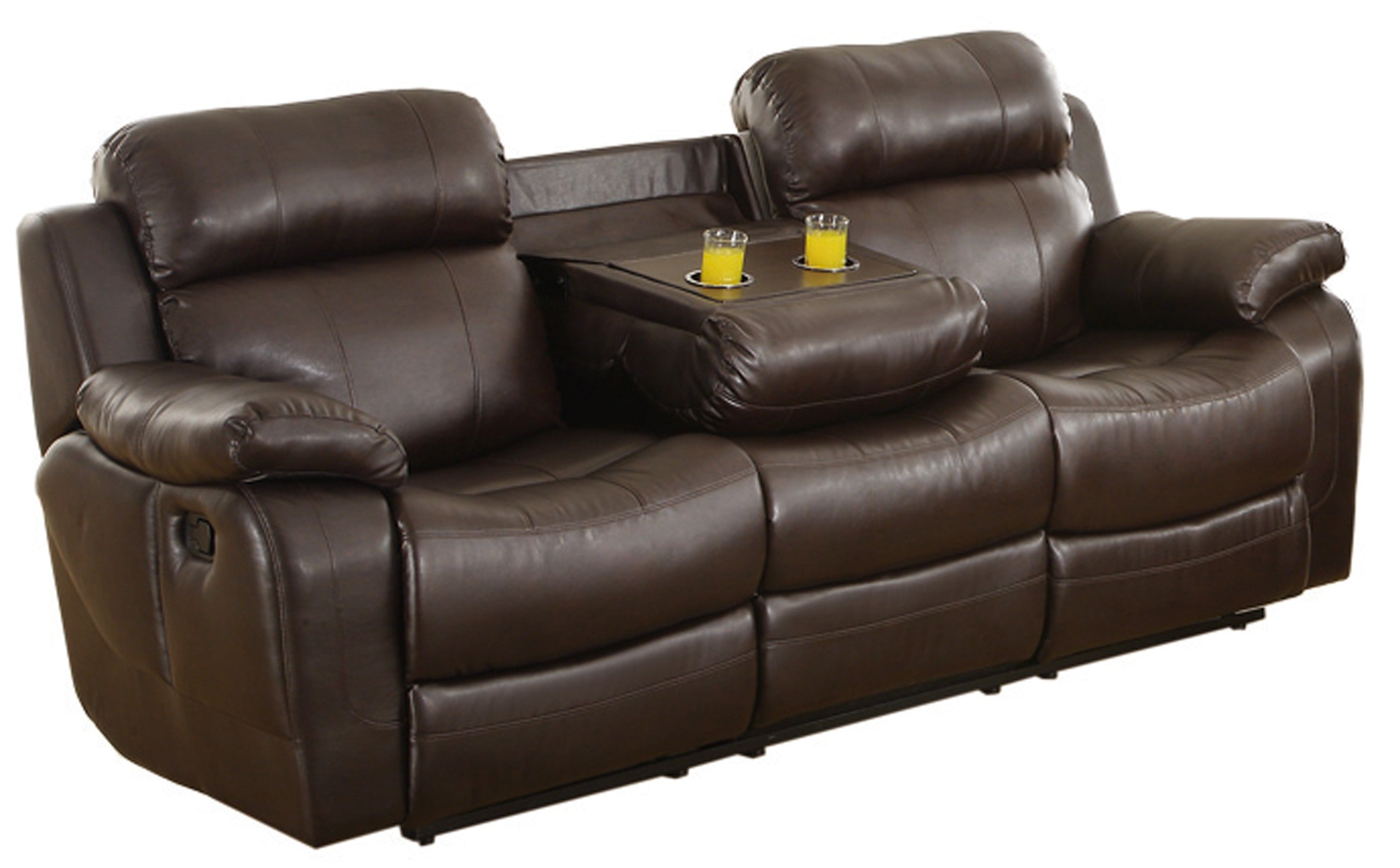 Marille Brown Bonded Leather Reclining Living Room Set - SET | 9724BRW-3 | 9724BRW-2 | 9724BRW-1 - Bien Home Furniture & Electronics