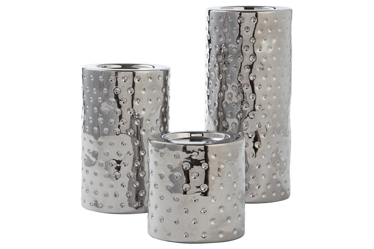 Marisa Silver Finish Candle Holder, Set of 3 - A2000460 - Bien Home Furniture & Electronics