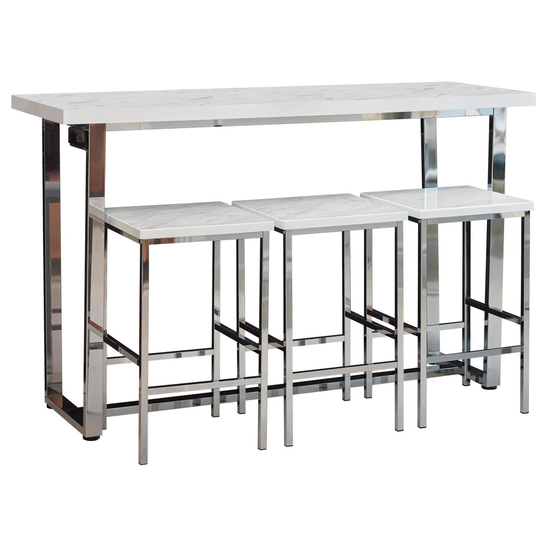 Marmot 4-Piece Rectangle Counter Height Set White Marble/Chrome - 182253 - Bien Home Furniture & Electronics