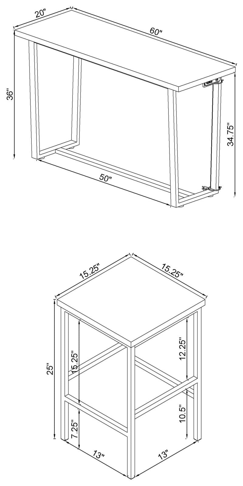 Marmot 4-Piece Rectangle Counter Height Set White Marble/Chrome - 182253 - Bien Home Furniture & Electronics