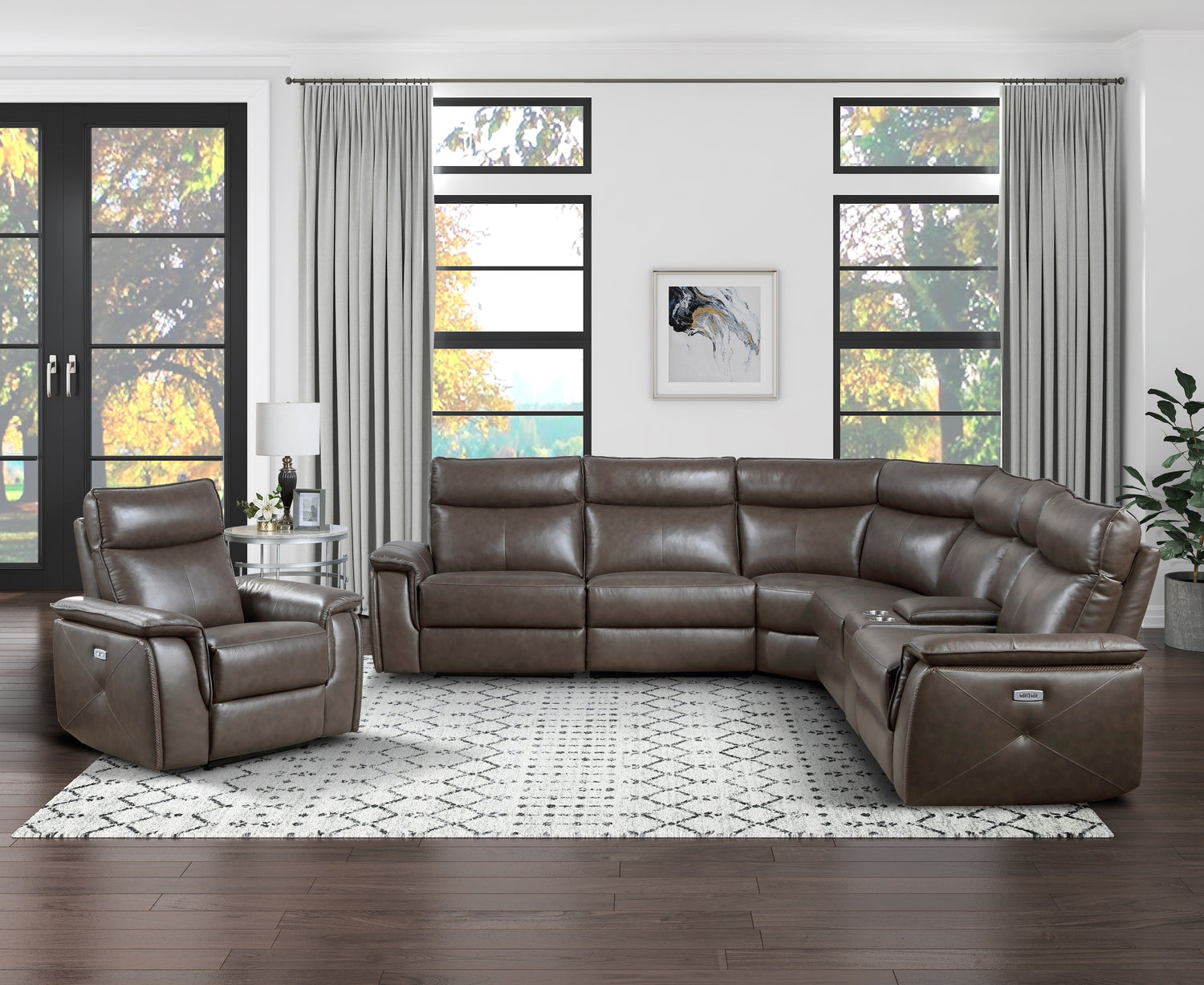 Maroni Dark Brown Leather Power Reclining Chair - 8259RFDB-1PWH - Bien Home Furniture & Electronics