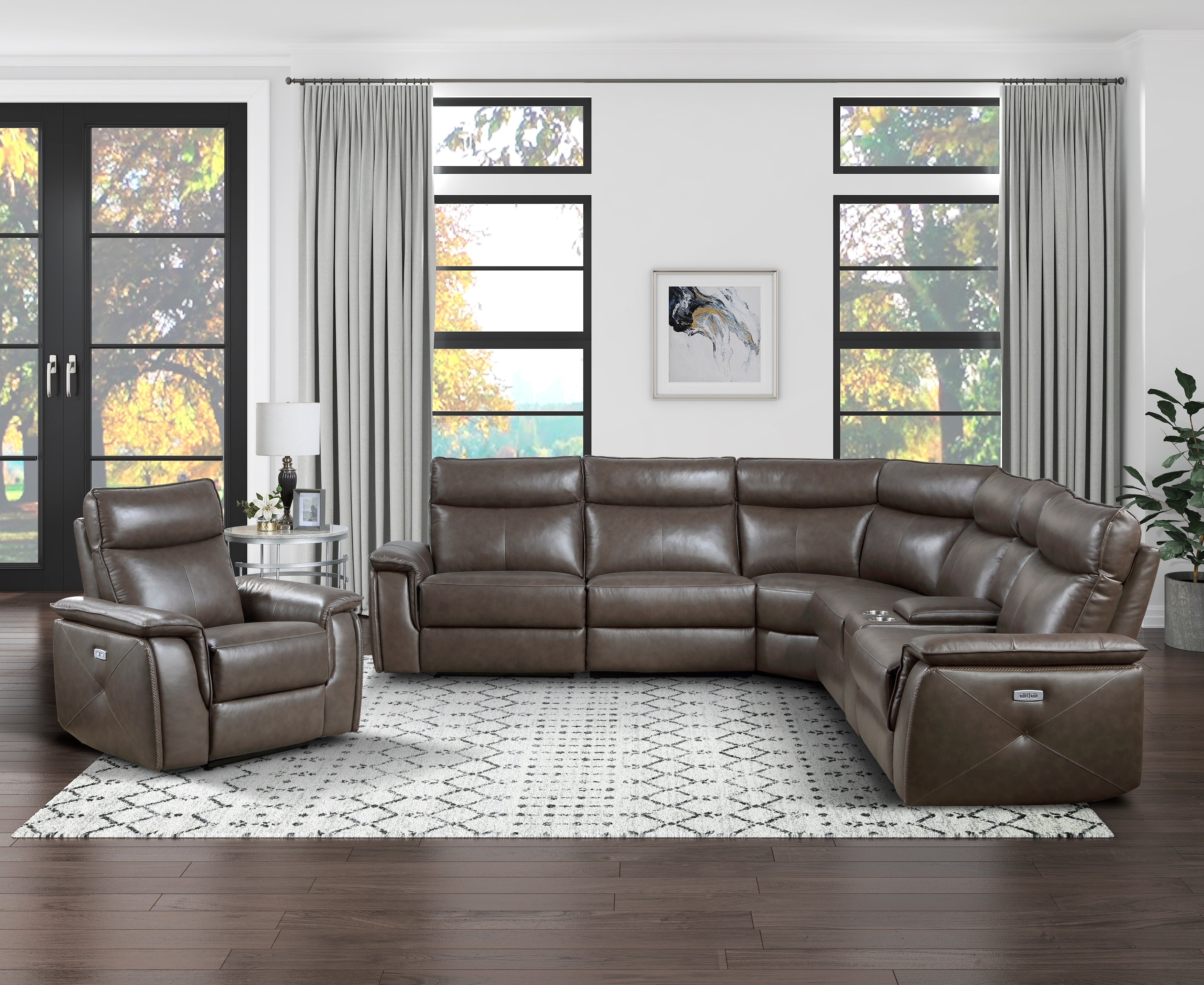 Maroni Dark Brown Leather Power Reclining Chair - 8259RFDB-1PWH - Bien Home Furniture & Electronics