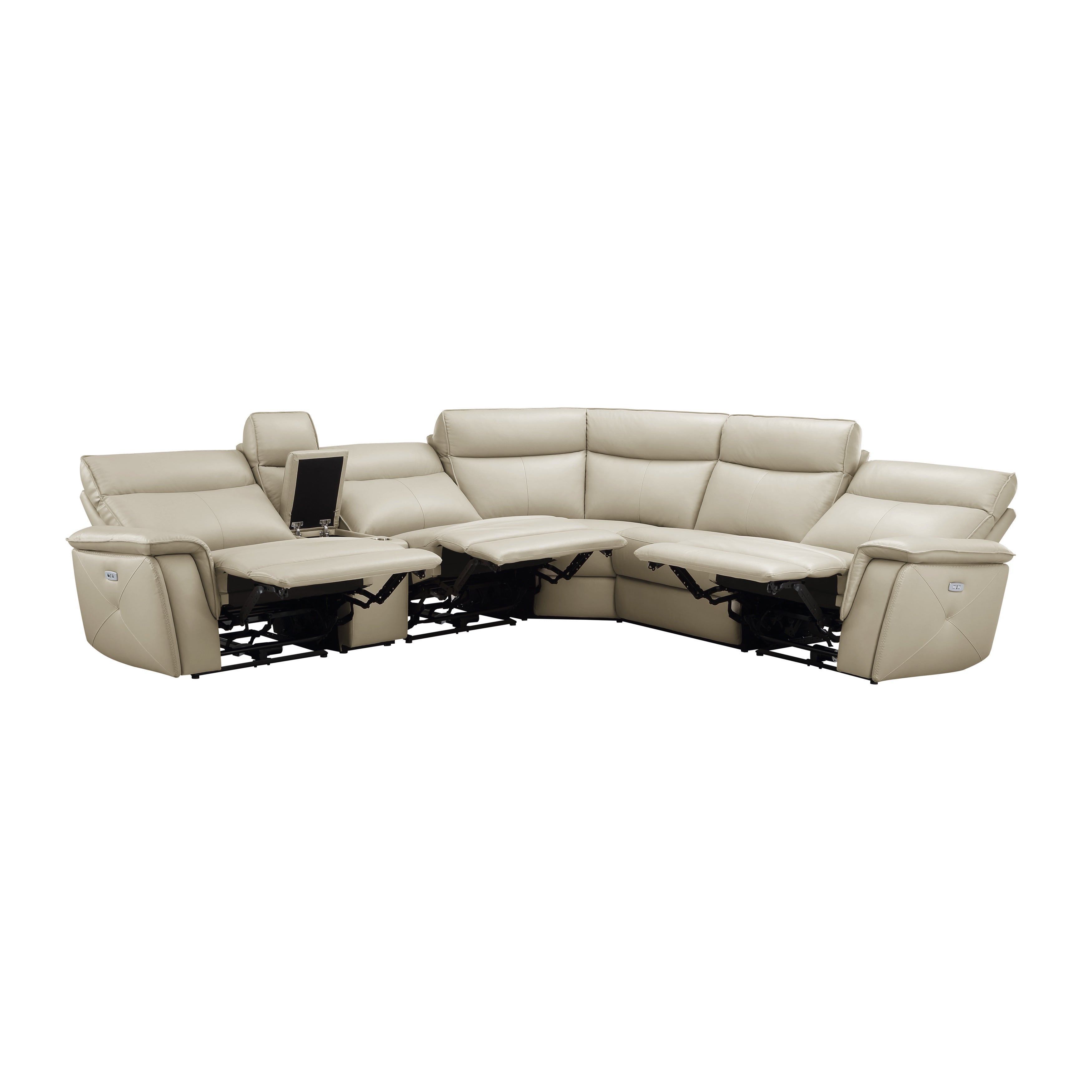 Maroni Taupe Leather 6-Piece Modular Power Reclining Sectional - 8259RFTP*6SCPWH - Bien Home Furniture & Electronics
