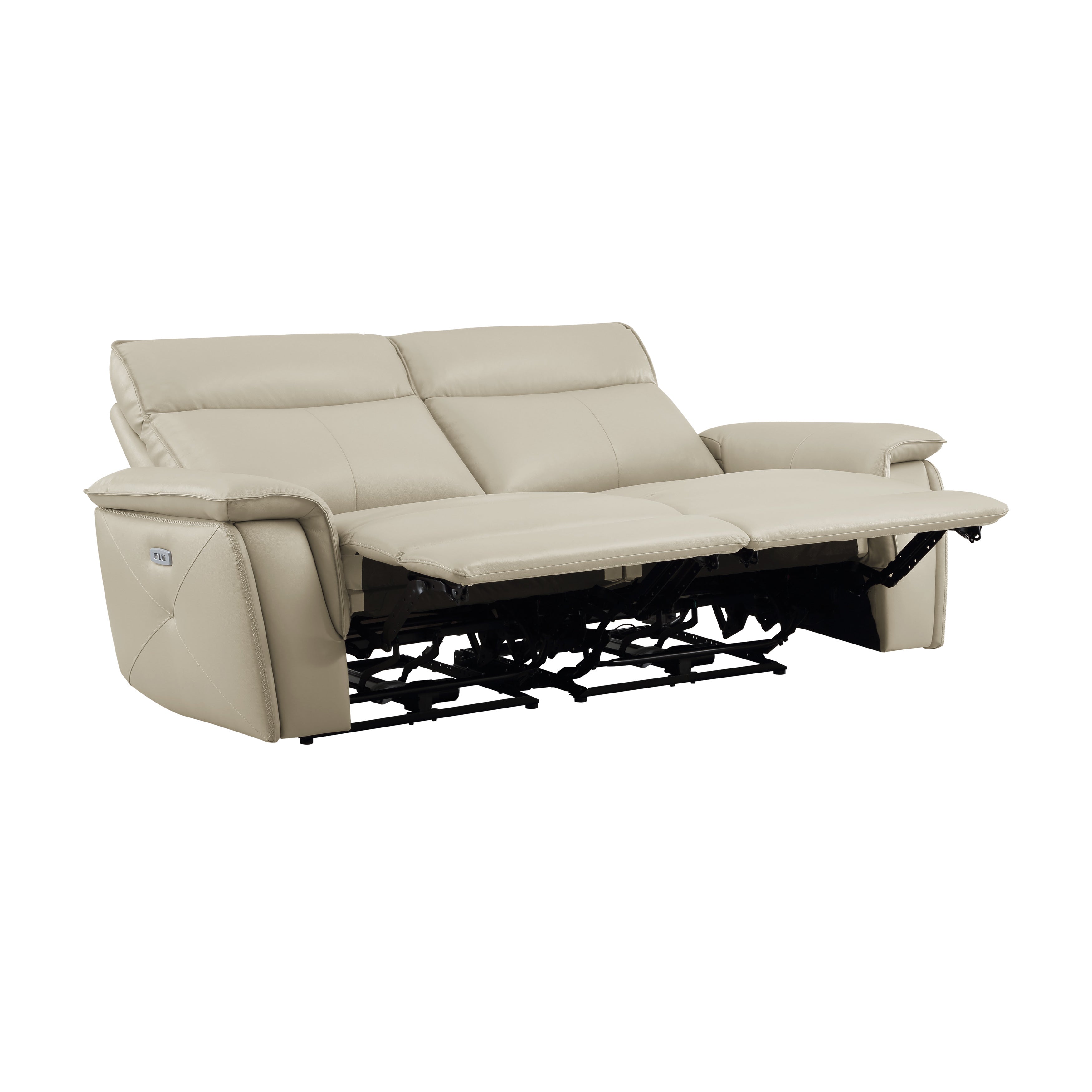Maroni Taupe Leather Power Double Reclining Loveseat - 8259RFTP-2PWH* - Bien Home Furniture & Electronics