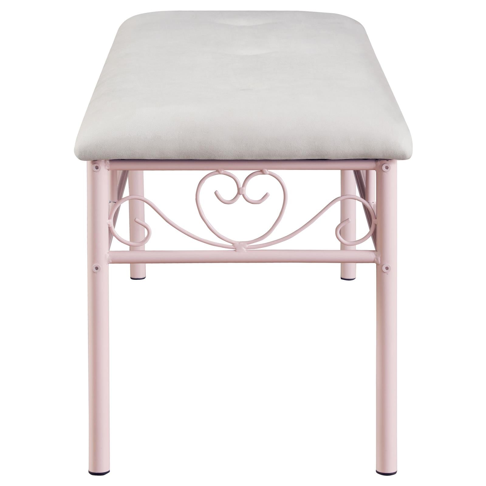 Massi Powder Pink Tufted Upholstered Bench - 401156 - Bien Home Furniture &amp; Electronics