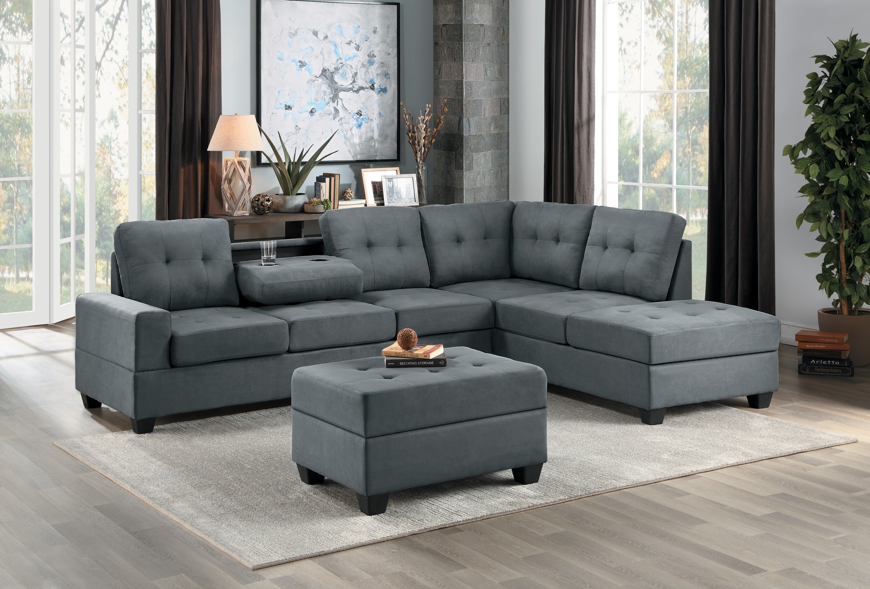 Maston Dark Gray Ottoman - 9507DGY-4 - Bien Home Furniture & Electronics