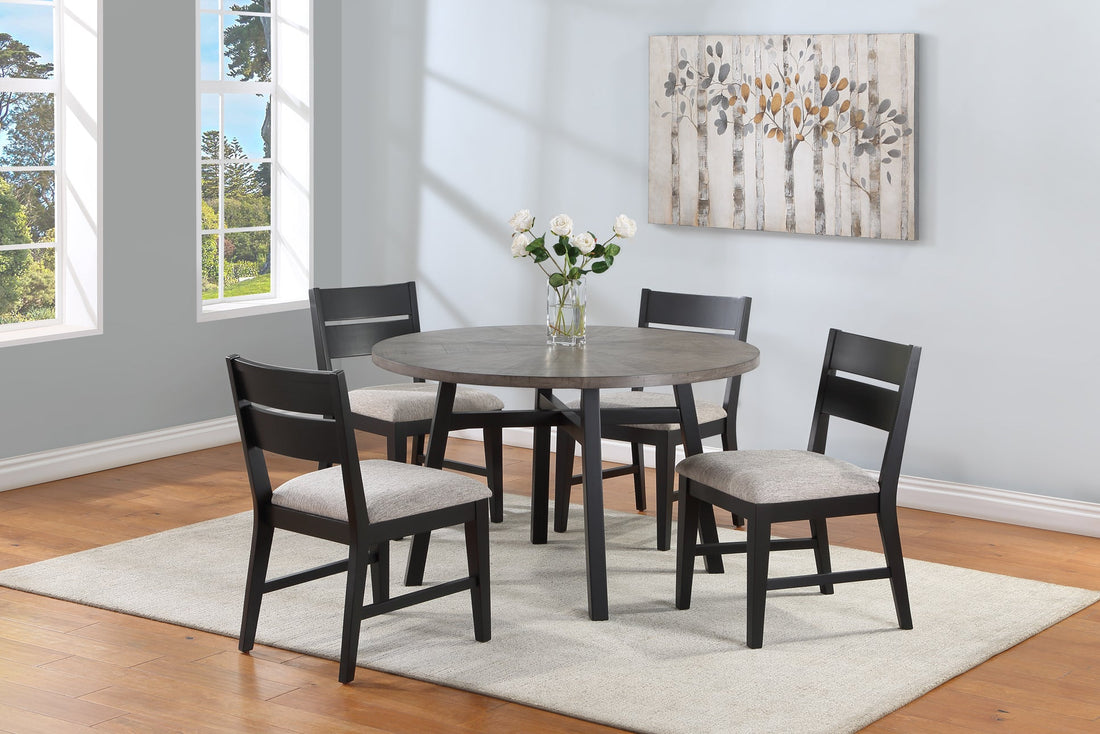 Mathis Black/Gray Round Dining Set - SET | 2212T-48 | 2212S(2) - Bien Home Furniture &amp; Electronics
