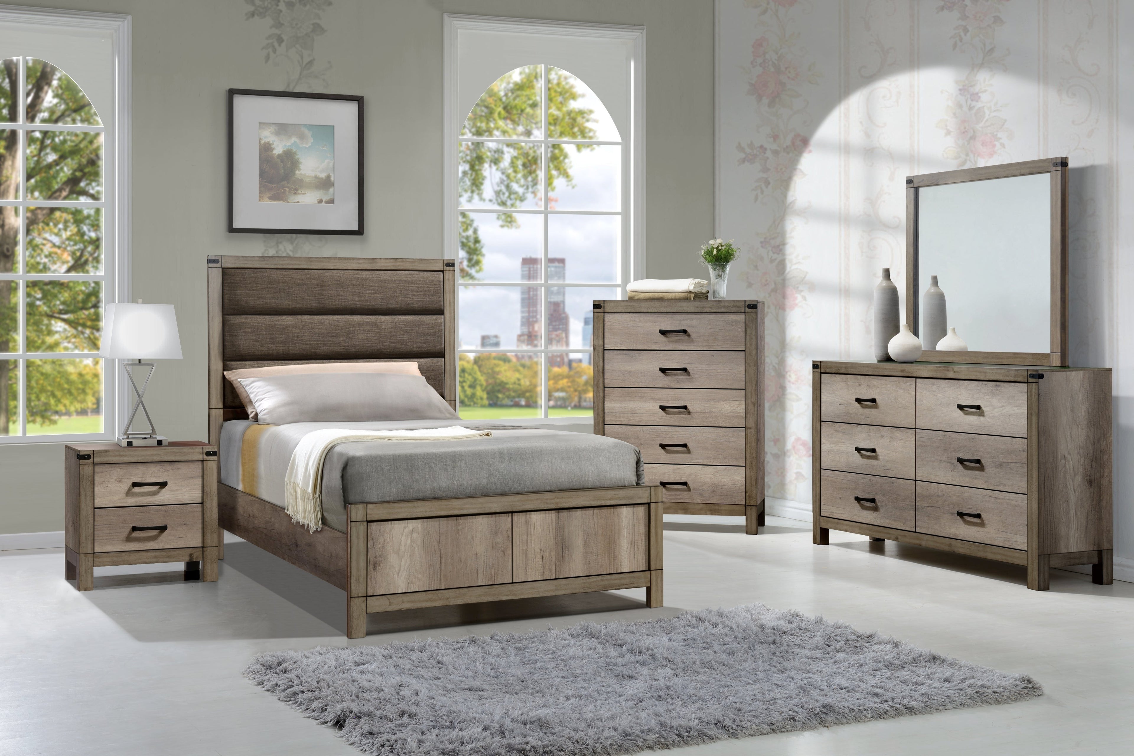 Matteo Melamine Upholstered Panel Youth Bedroom Set - SET | B3200-T-HBFB | B3200-FT-RAIL | B3200-1 | B3200-11 | B3200-2-T - Bien Home Furniture & Electronics