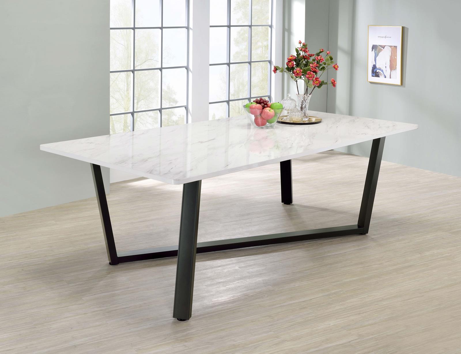 Mayer Faux White Marble/Gunmetal Rectangular Dining Table - 193781 - Bien Home Furniture & Electronics