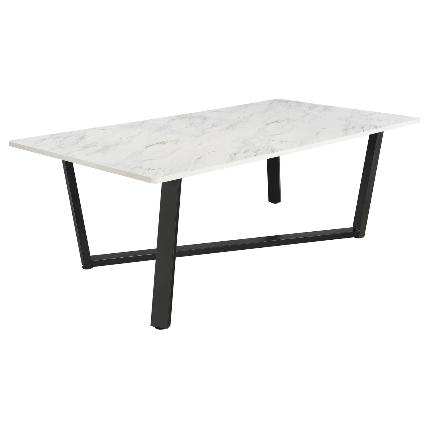 Mayer Faux White Marble/Gunmetal Rectangular Dining Table - 193781 - Bien Home Furniture & Electronics