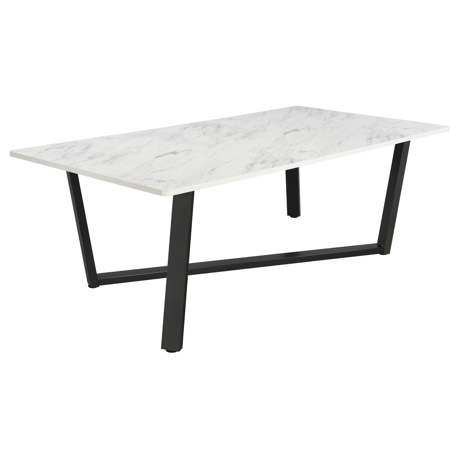 Mayer Faux White Marble/Gunmetal Rectangular Dining Table - 193781 - Bien Home Furniture & Electronics