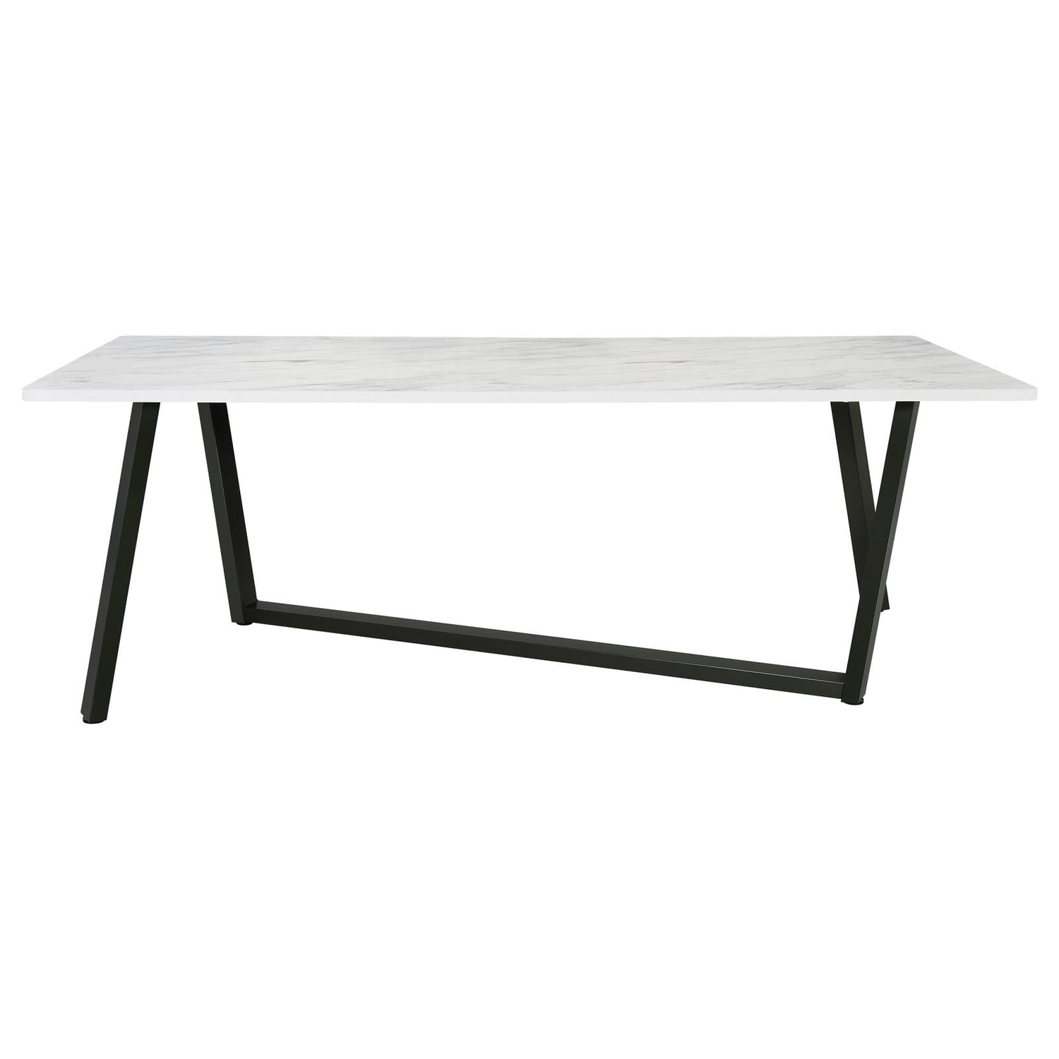 Mayer Faux White Marble/Gunmetal Rectangular Dining Table - 193781 - Bien Home Furniture & Electronics