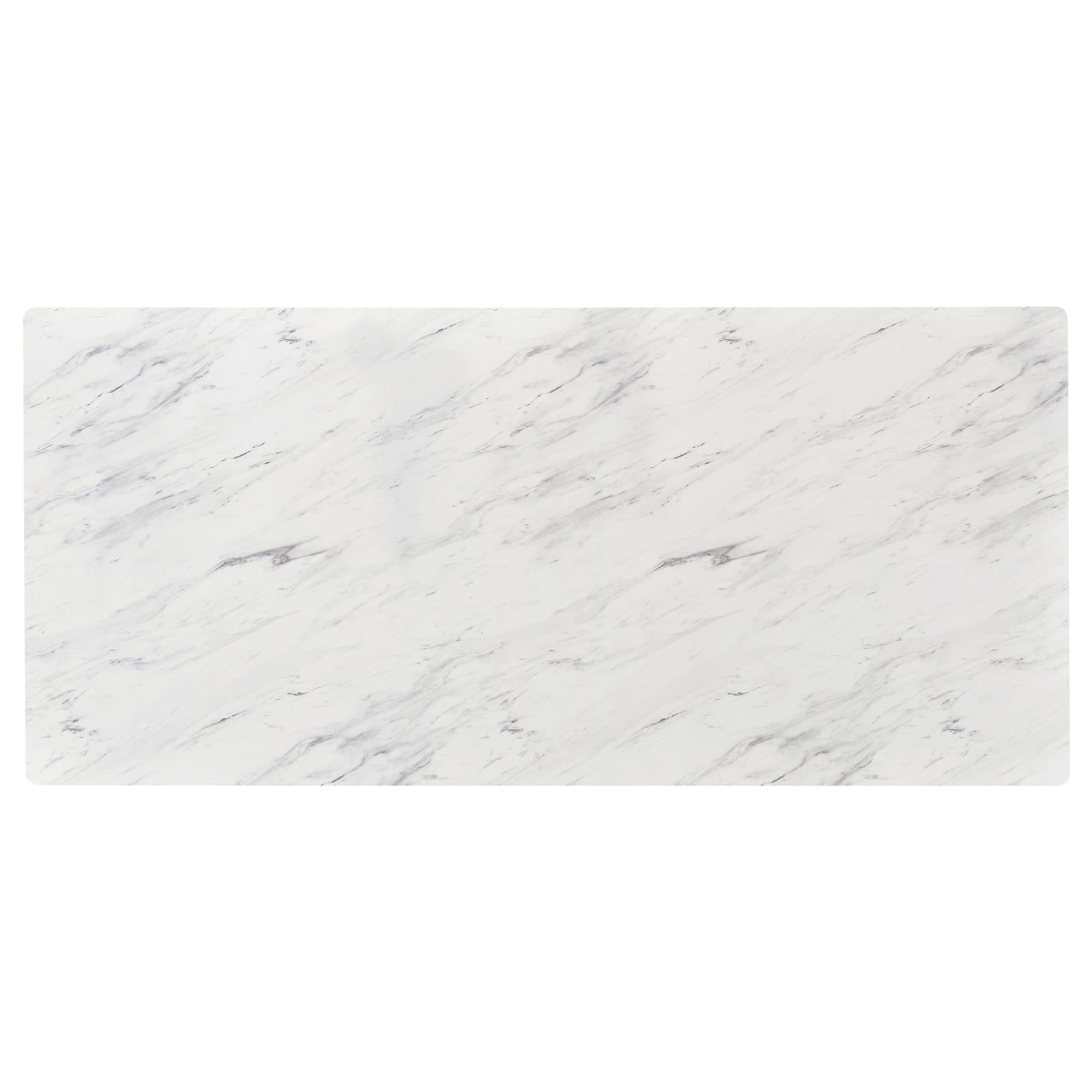 Mayer Faux White Marble/Gunmetal Rectangular Dining Table - 193781 - Bien Home Furniture & Electronics