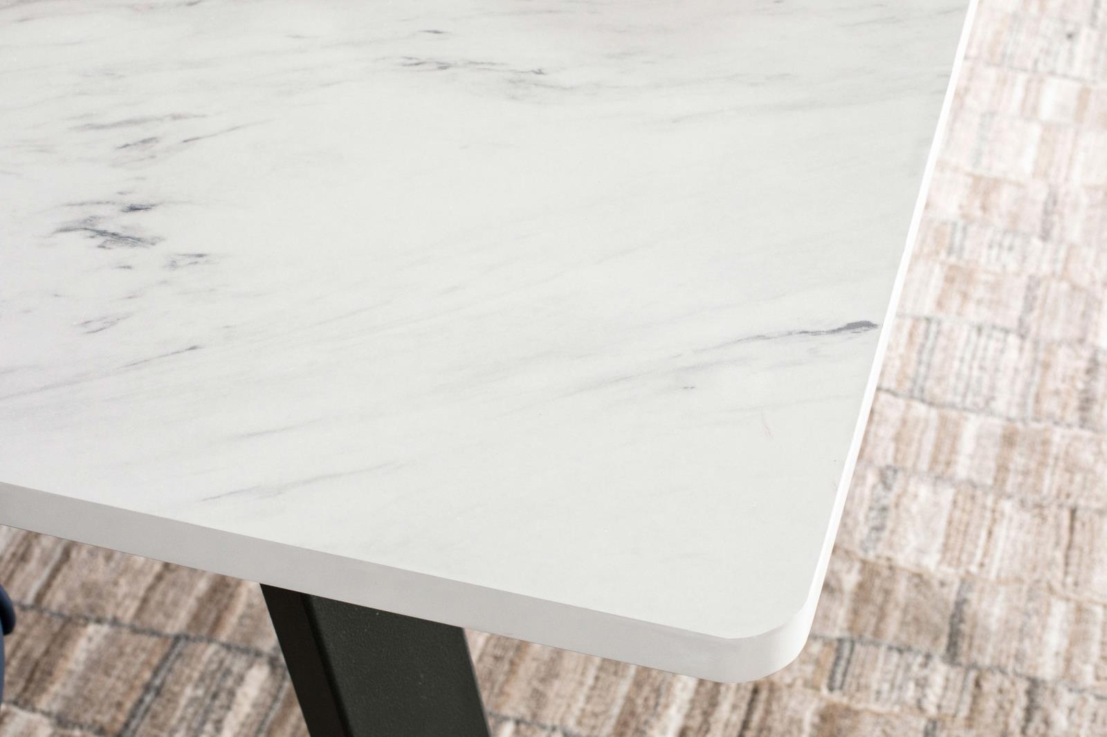 Mayer Faux White Marble/Gunmetal Rectangular Dining Table - 193781 - Bien Home Furniture & Electronics