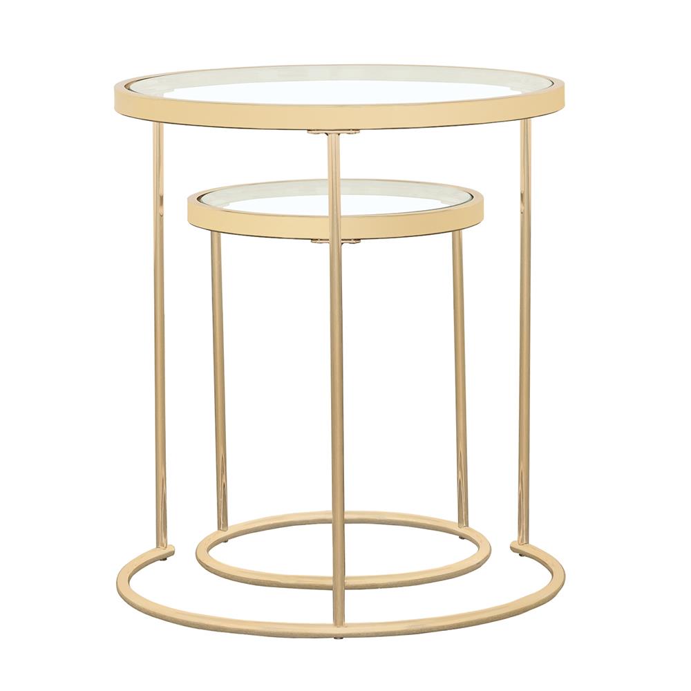 Maylin 2-Piece Round Glass Top Nesting Tables Gold - 935936 - Bien Home Furniture & Electronics