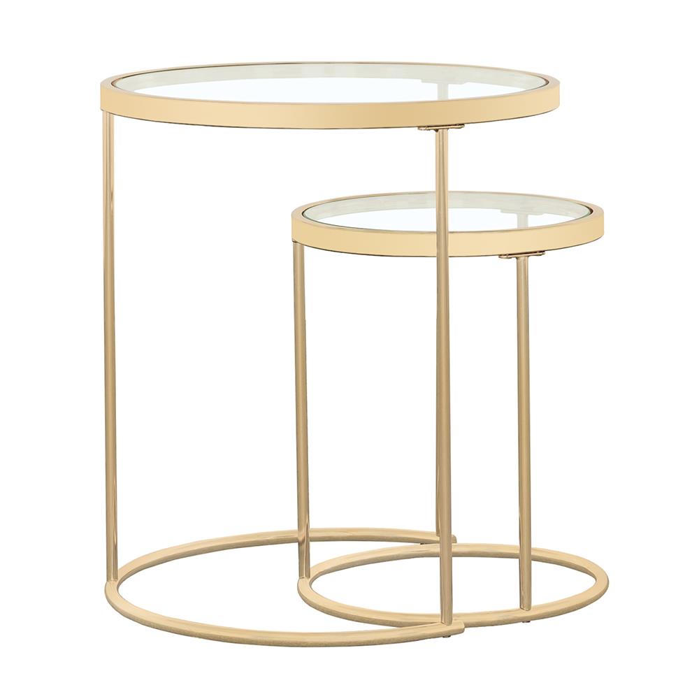 Maylin 2-Piece Round Glass Top Nesting Tables Gold - 935936 - Bien Home Furniture & Electronics