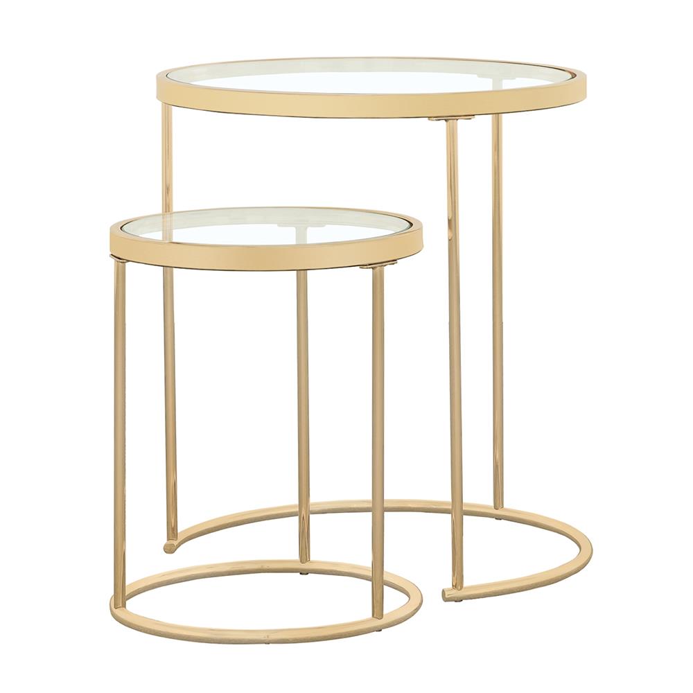 Maylin 2-Piece Round Glass Top Nesting Tables Gold - 935936 - Bien Home Furniture & Electronics
