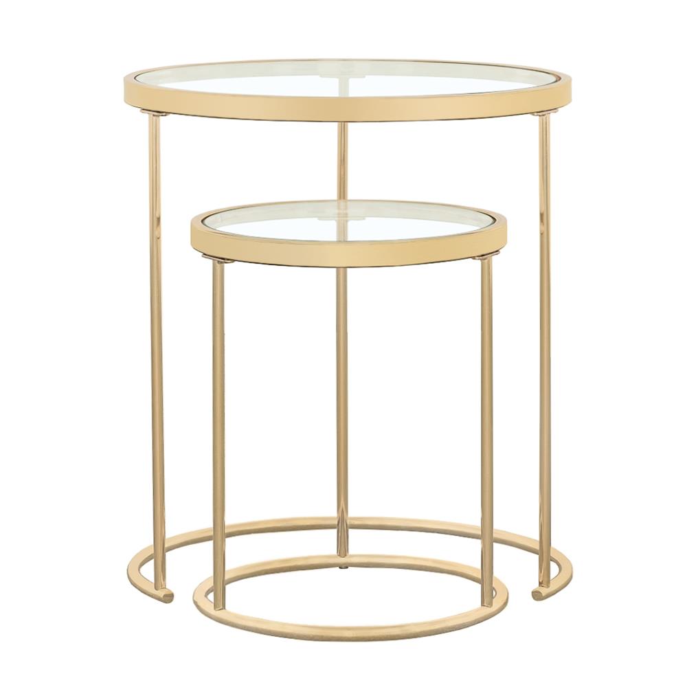 Maylin 2-Piece Round Glass Top Nesting Tables Gold - 935936 - Bien Home Furniture & Electronics