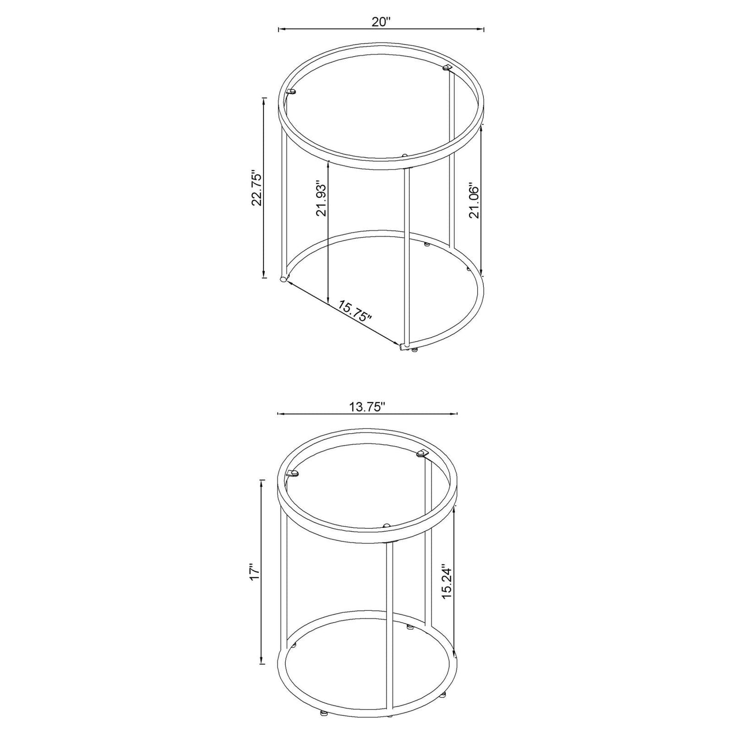 Maylin 2-Piece Round Glass Top Nesting Tables Gold - 935936 - Bien Home Furniture & Electronics