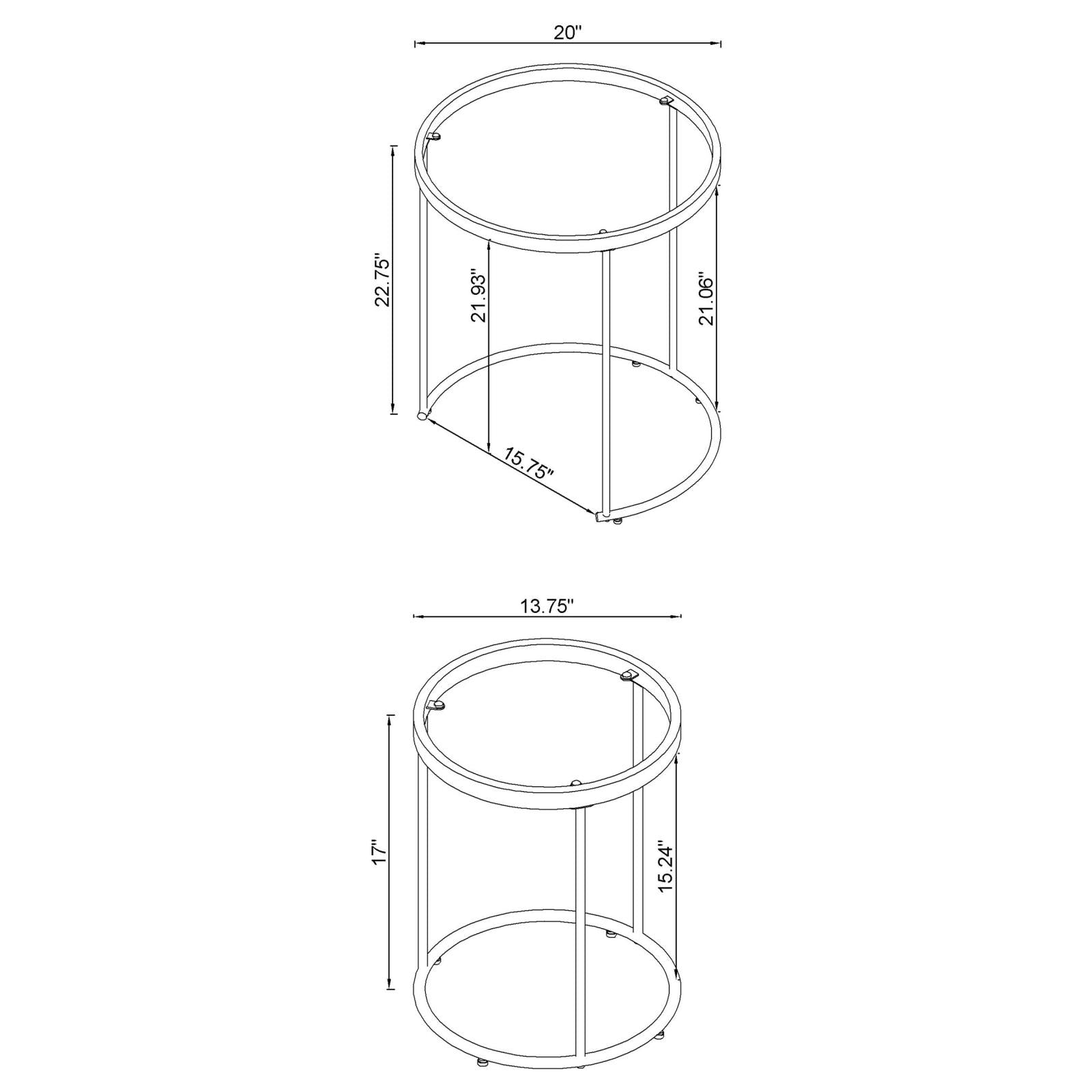 Maylin 2-Piece Round Glass Top Nesting Tables Gold - 935936 - Bien Home Furniture & Electronics