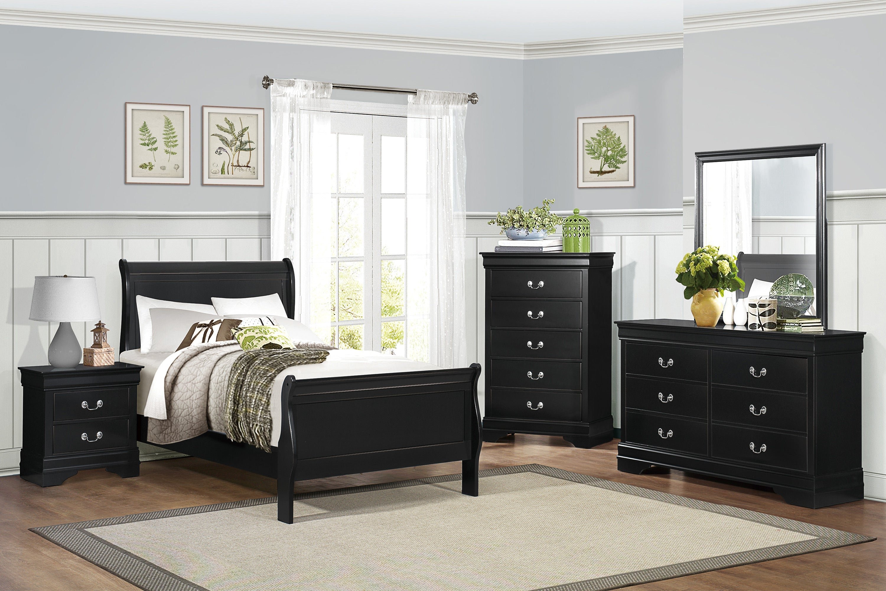 Mayville Black Sleigh Youth Bedroom Set - SET | 2147FBK-1 | 2147FBK-3 | 2147BK-5 | 2147BK-6 | 2147BK-4 | 2147BK-9 - Bien Home Furniture &amp; Electronics