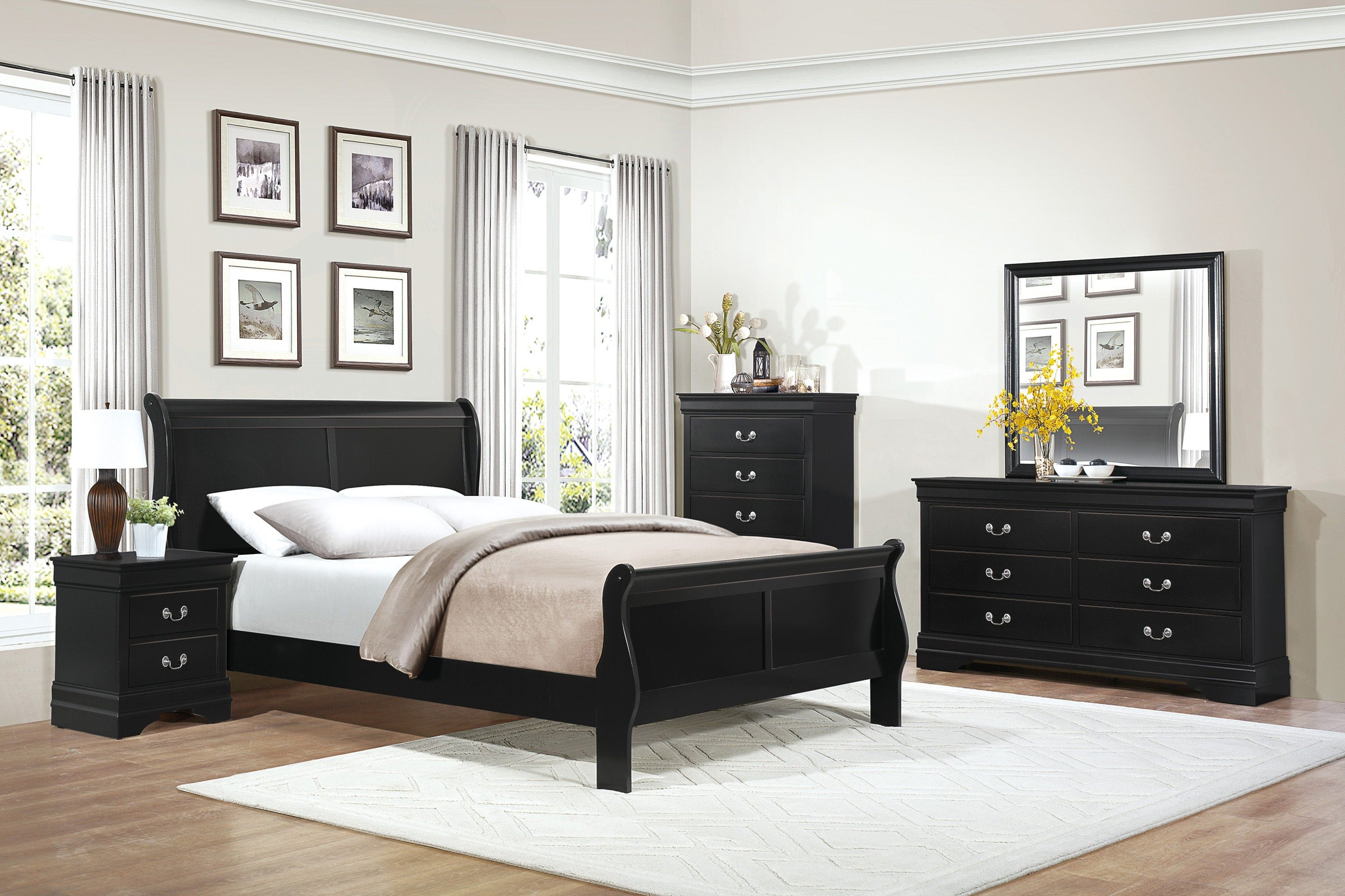 Mayville Black Sleigh Youth Bedroom Set - SET | 2147FBK-1 | 2147FBK-3 | 2147BK-5 | 2147BK-6 | 2147BK-4 | 2147BK-9 - Bien Home Furniture & Electronics