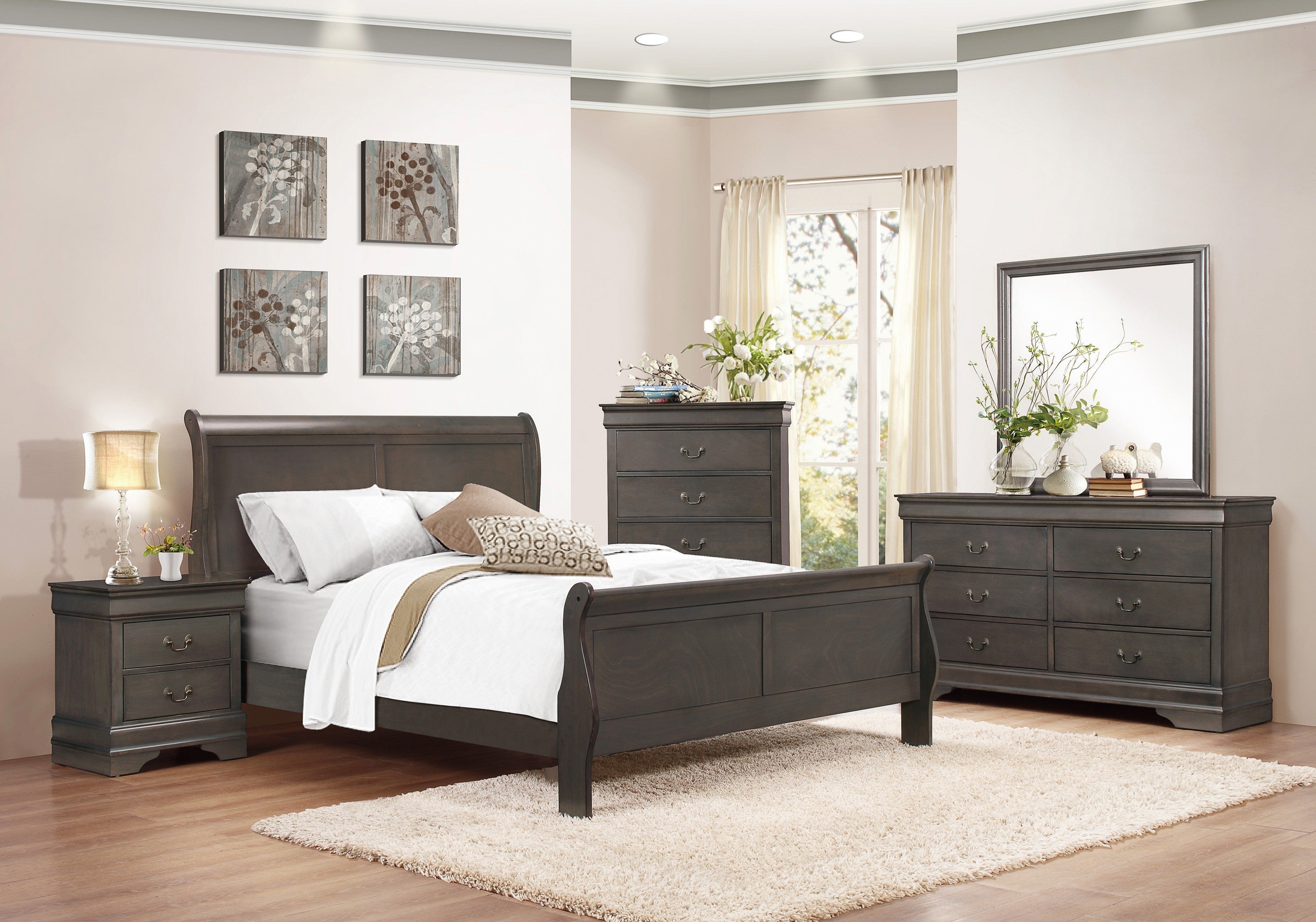 Mayville Stained Gray Queen Sleigh Bed - SET | 2147SG-1 | 2147SG-3 - Bien Home Furniture & Electronics